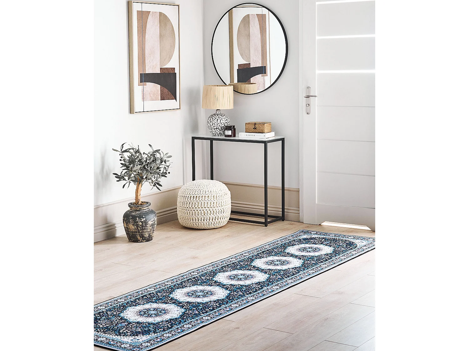 Vloerkleed polyester blauw 80 x 300 cm GEDIZ