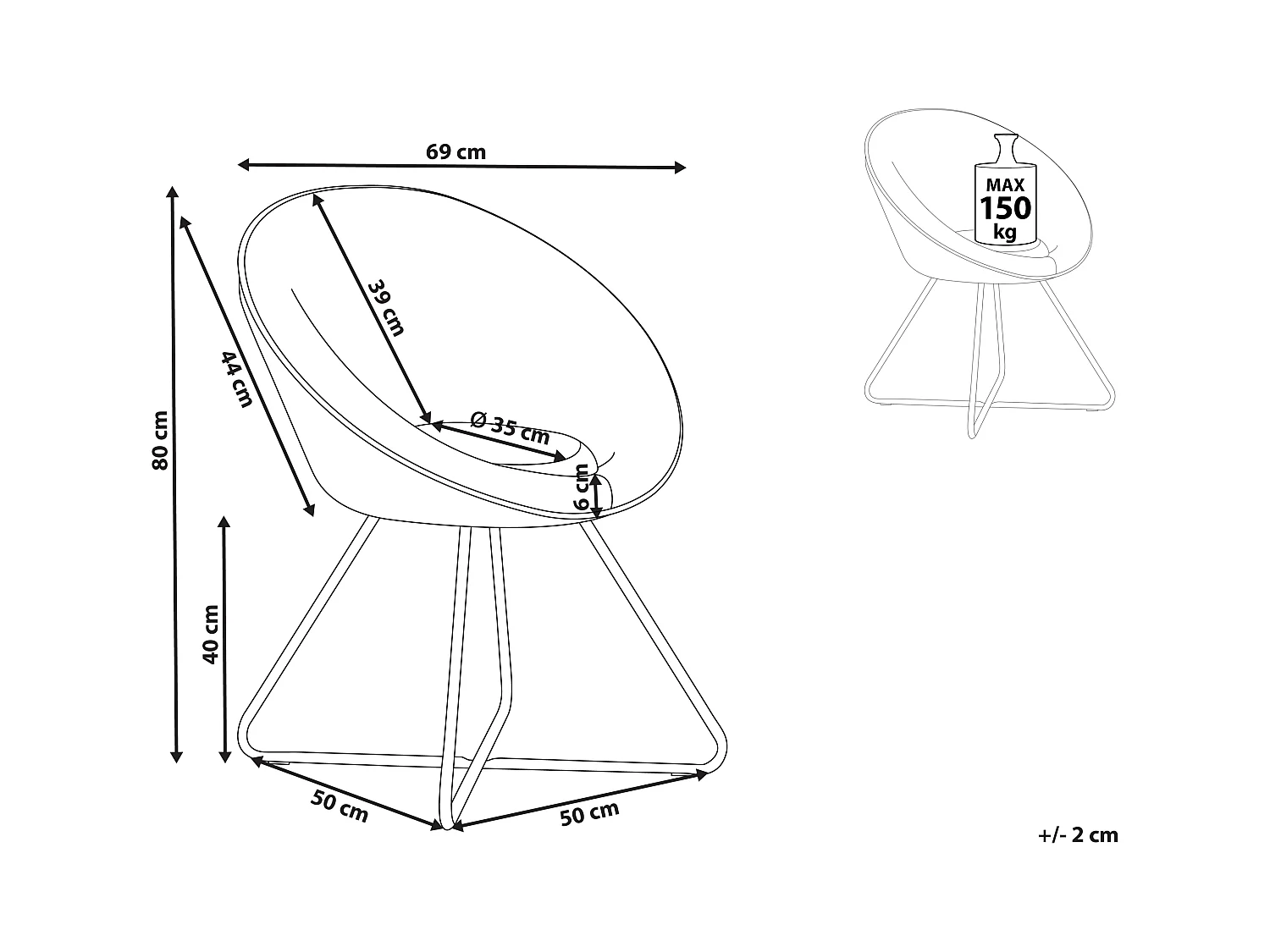 Eetkamerstoel FLOBY II Fluweel Lichtgrijs
