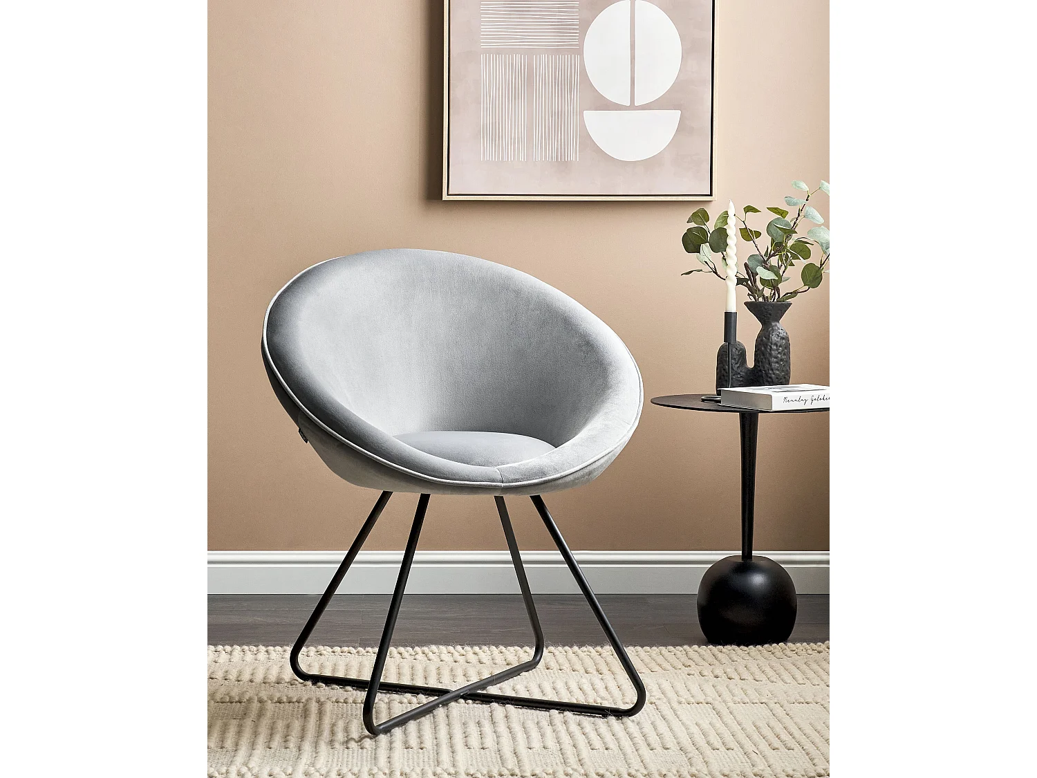 Chaise de salle à manger FLOBY II Velours Gris clair