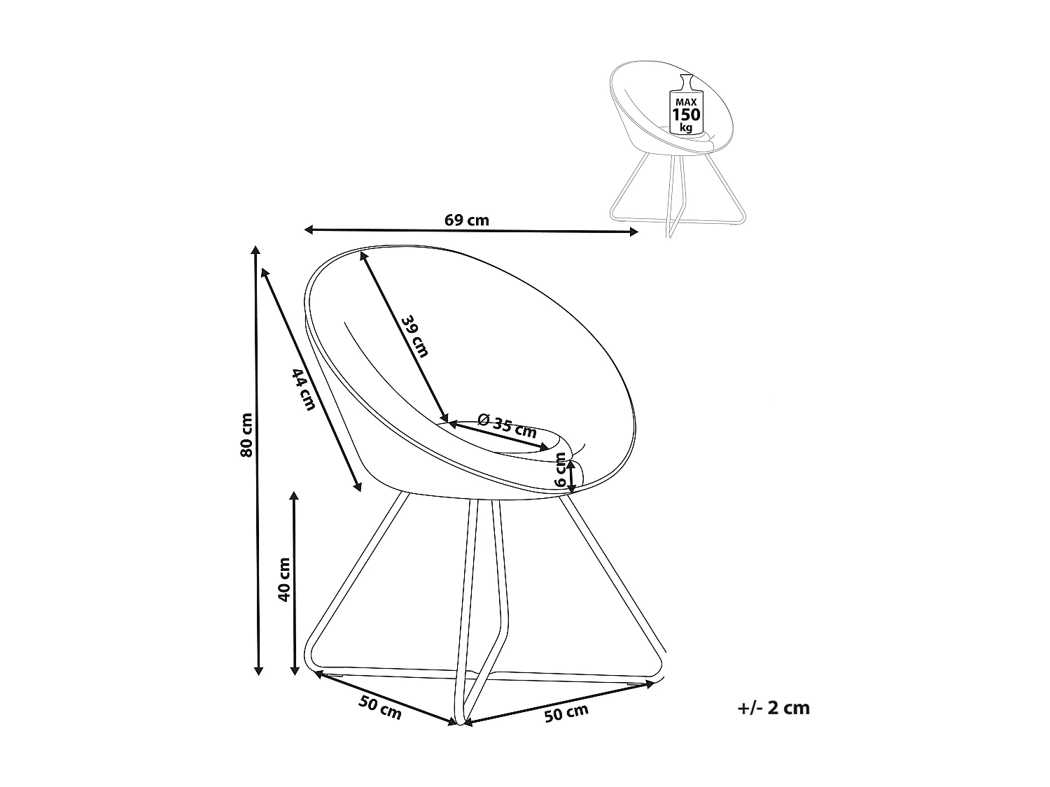 Chaise de salle à manger FLOBY II Velours Bleu clair