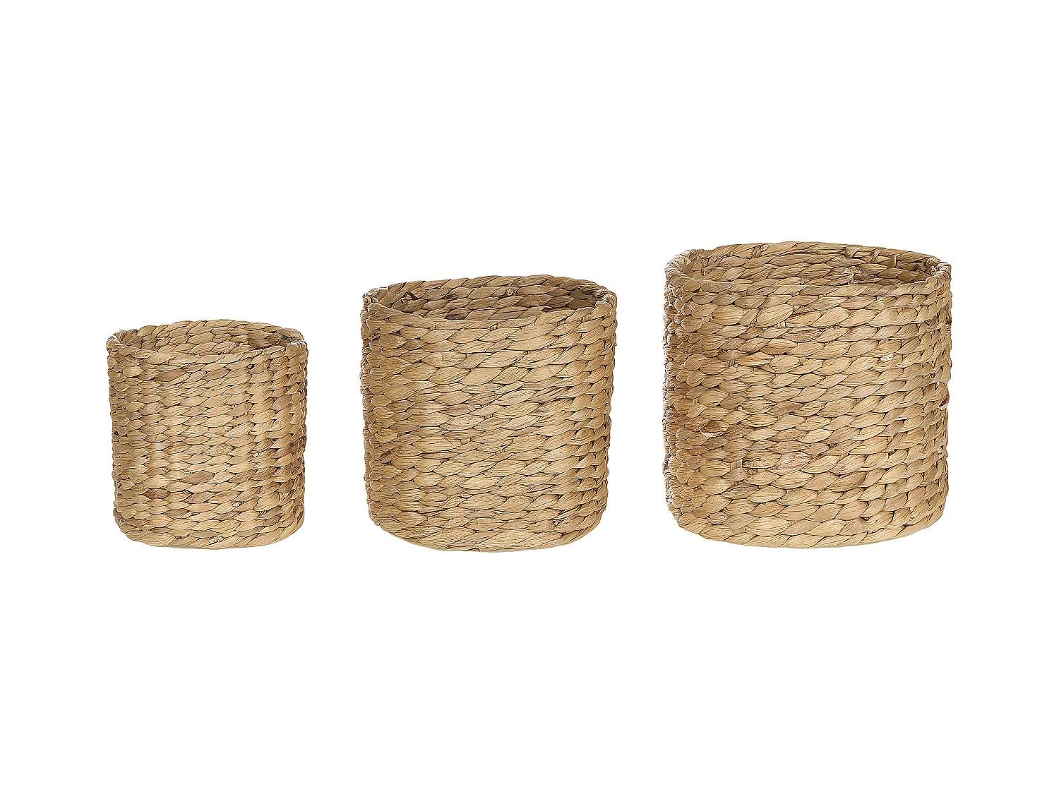 Lot de 3 pots de fleurs RONQUIL Fibre de jacinthe d'eau 16/20/24 cm Naturel