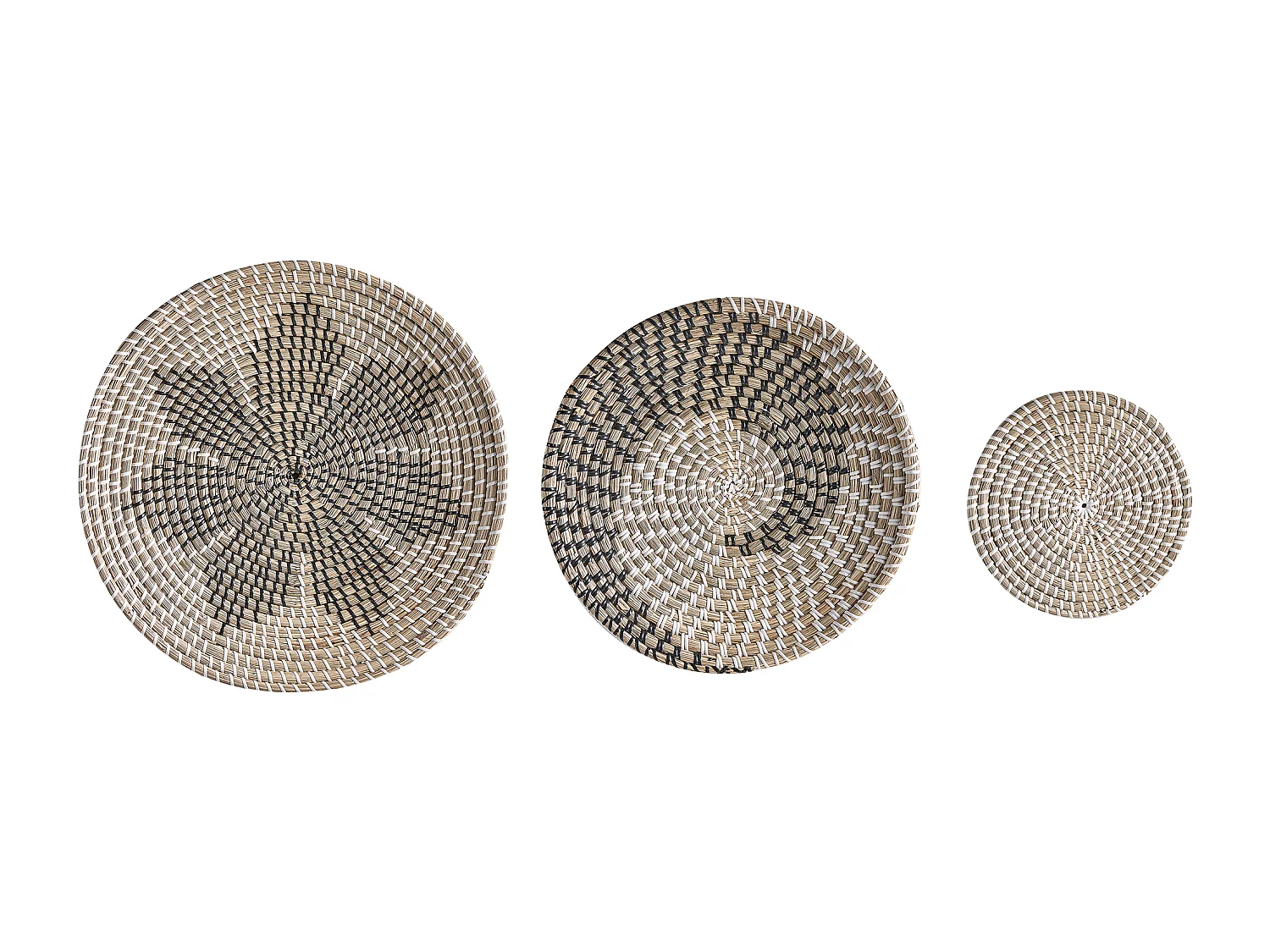 Lot de 3 décorations suspendues CANTHO Herbier marin 40/35/20 cm Noir