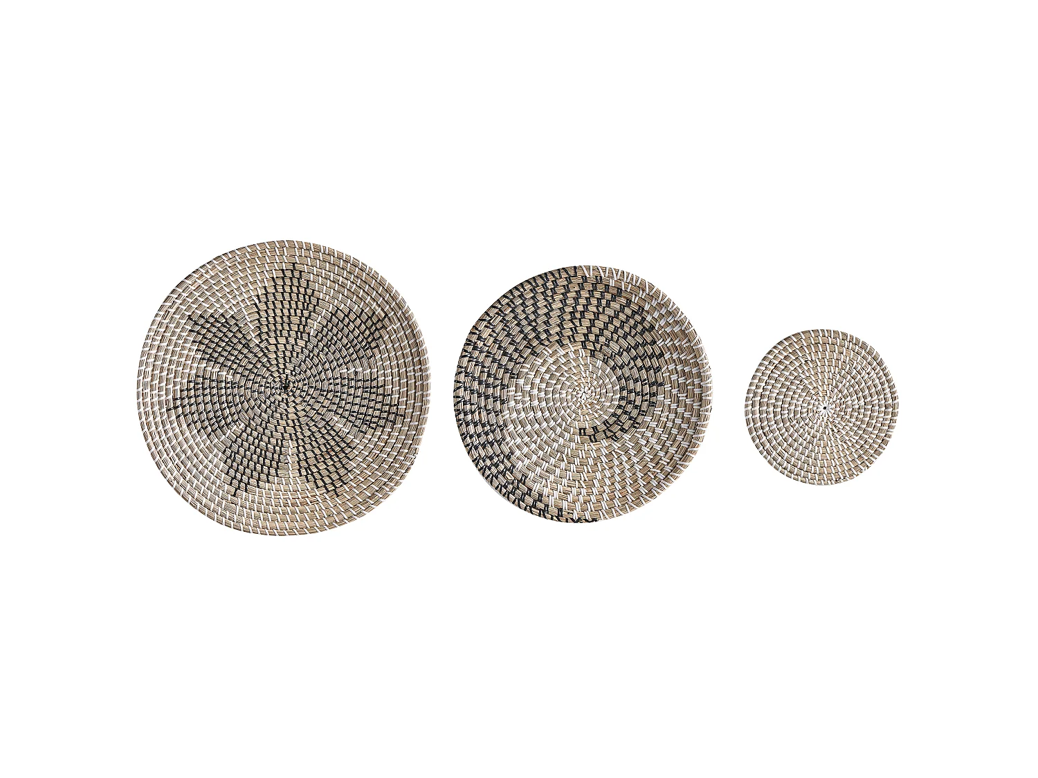 Wanddekoration 3er Set CANTHO Seegras 40/35/20 cm Schwarz