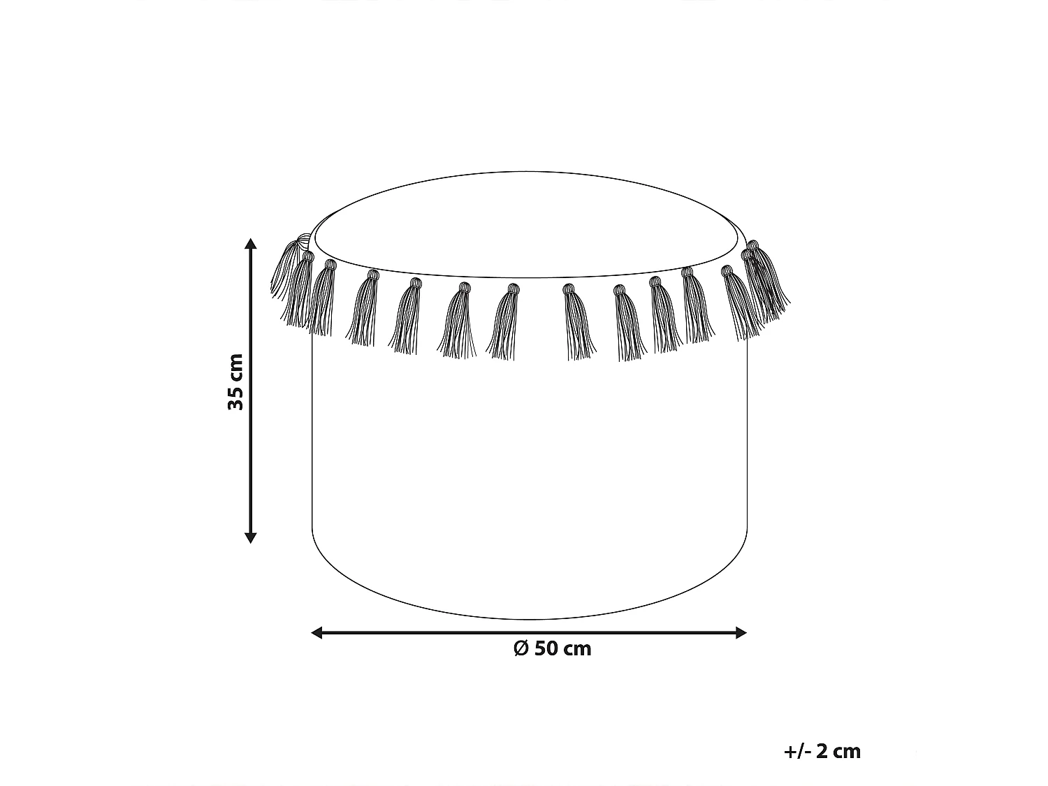Puf PIRAK Algodón Beige 50 cm 50 cm 35 cm