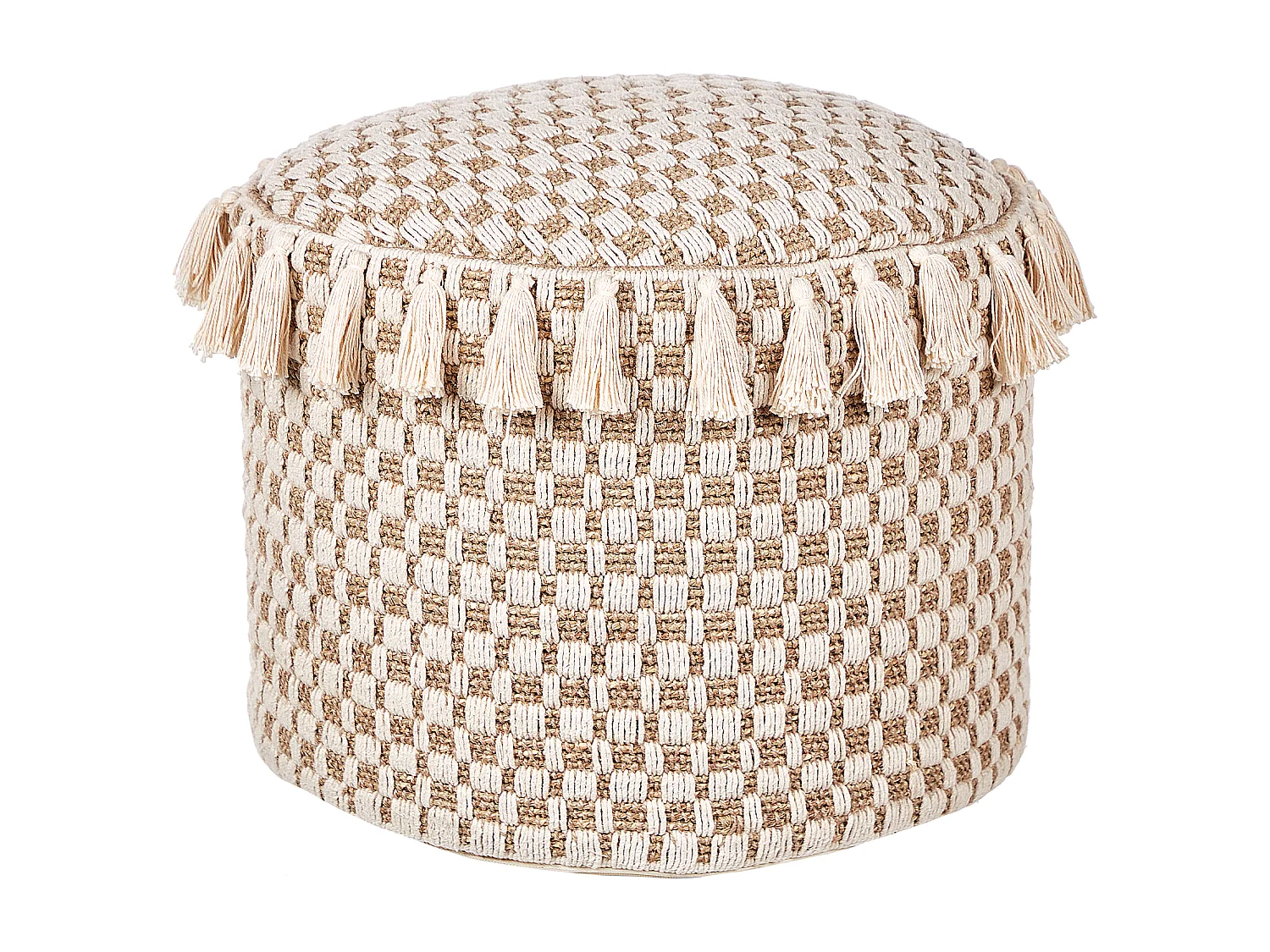 Pouf PIRAK Coton Beige 50 cm 50 cm 35 cm