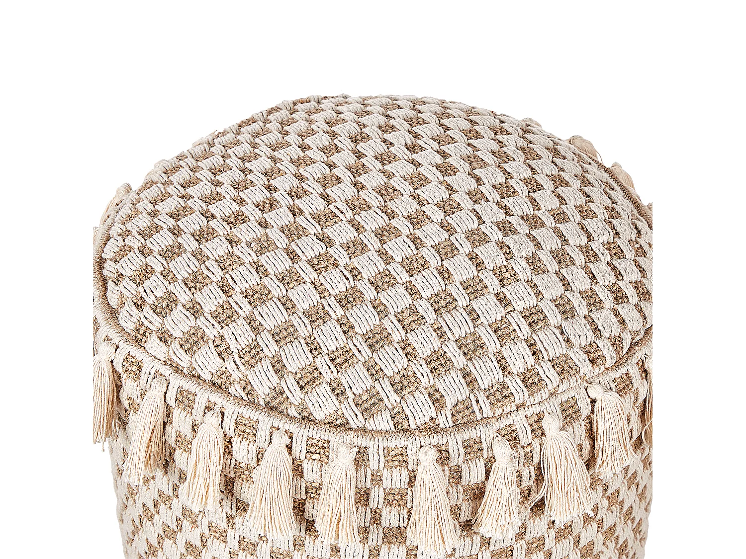 Pouf PIRAK Coton Beige 50 cm 50 cm 35 cm
