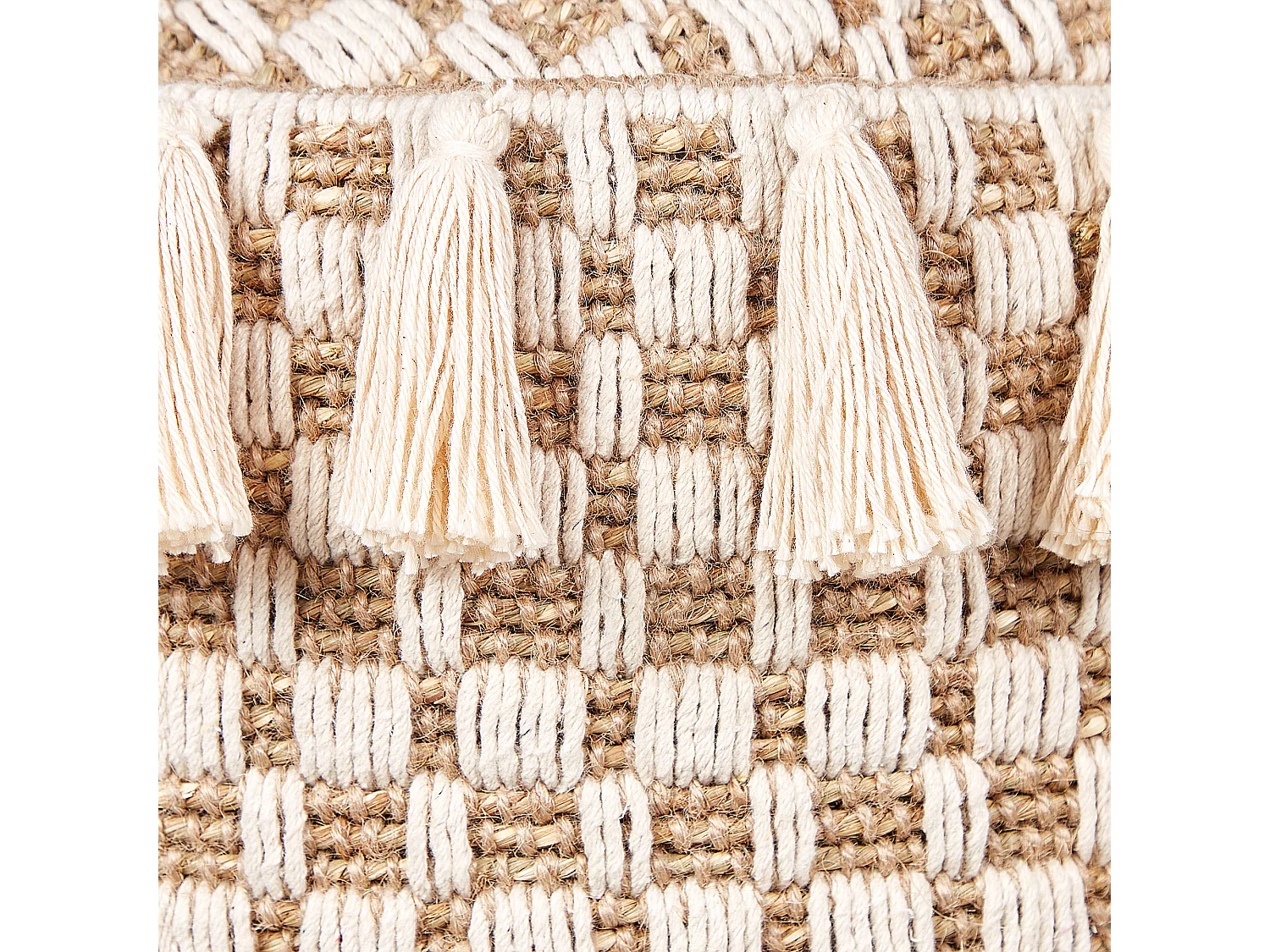 Pouf PIRAK Coton Beige 50 cm 50 cm 35 cm