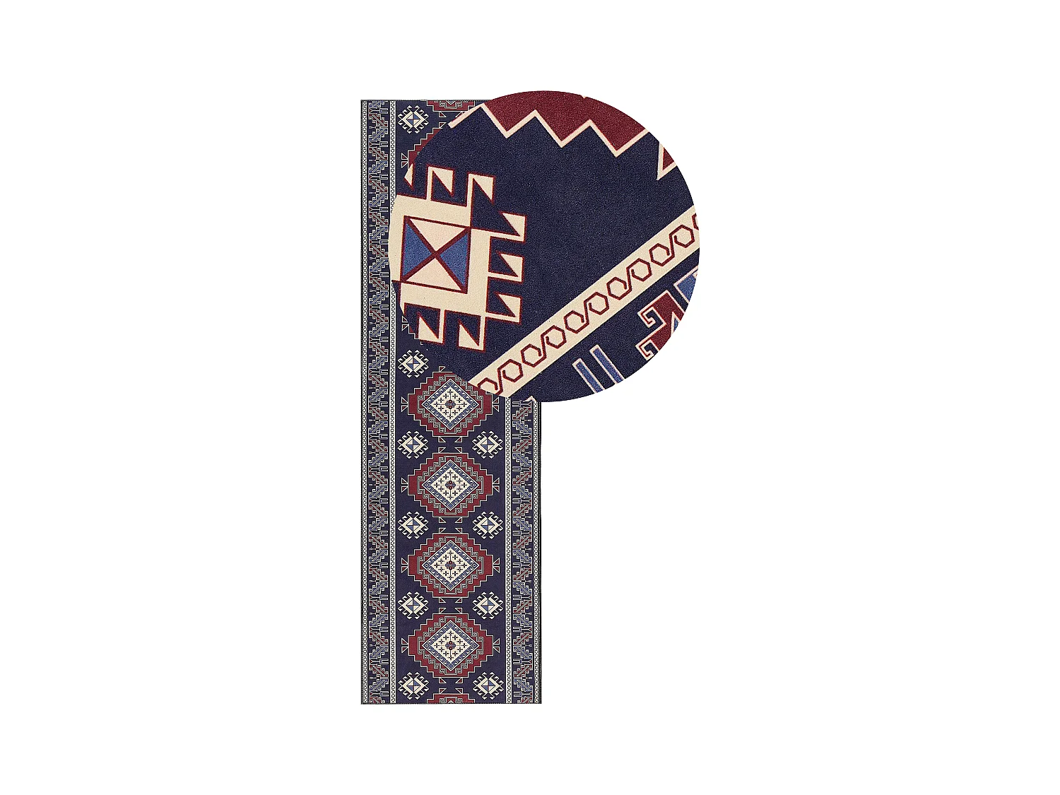 Teppich dunkelblau / dunkelrot 60 x 200 cm orientalisches Muster Kurzflor KANGAL