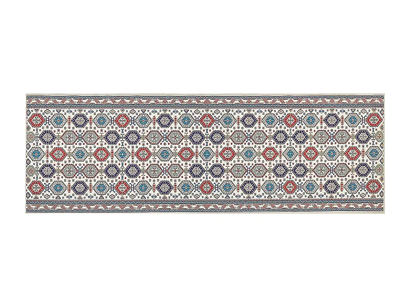 Teppich mehrfarbig 80 x 240 cm orientalisches Muster Kurzflor HACILAR