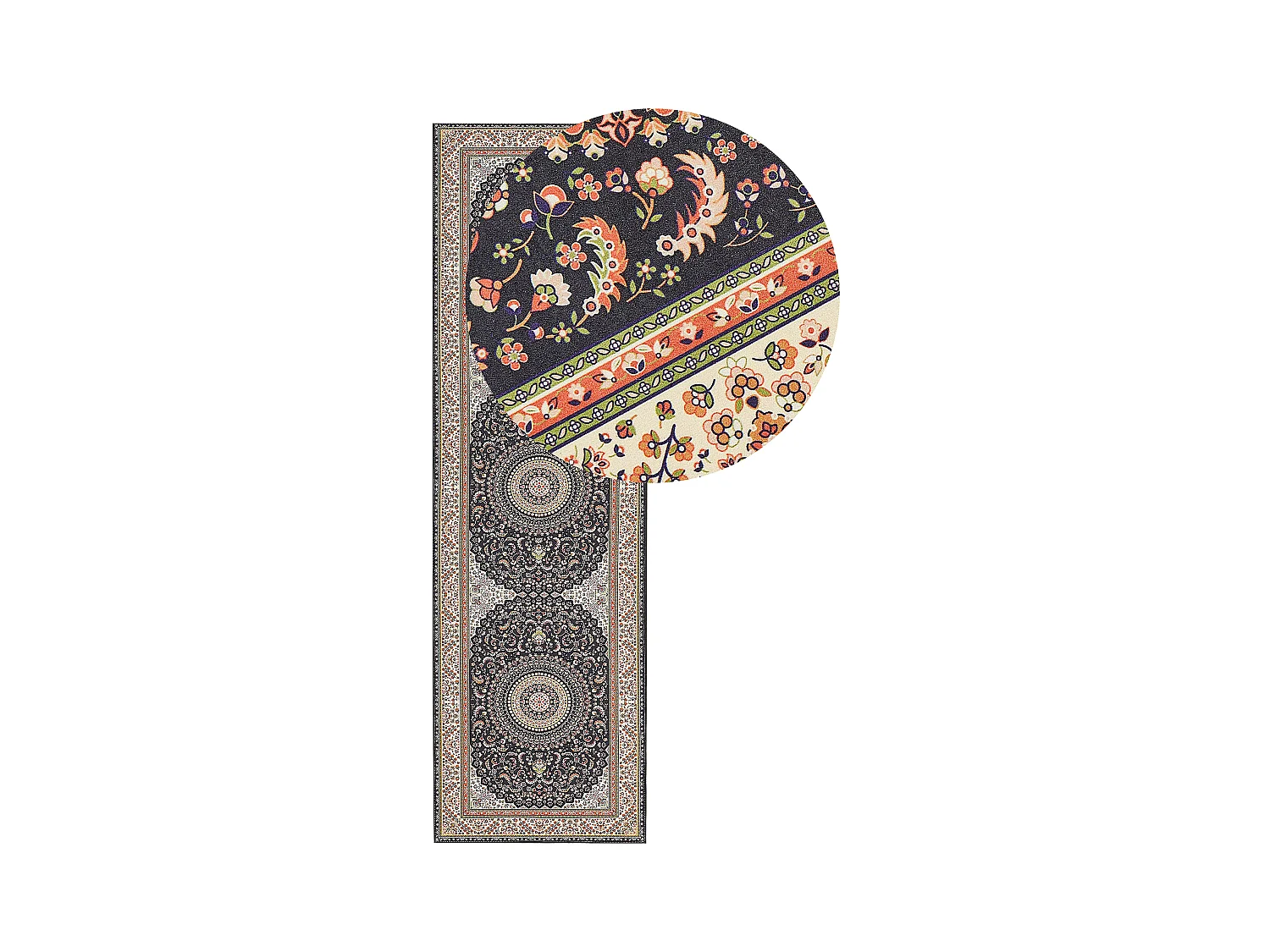 Teppich mehrfarbig 60 x 200 cm orientalisches Muster Kurzflor CIVRIL