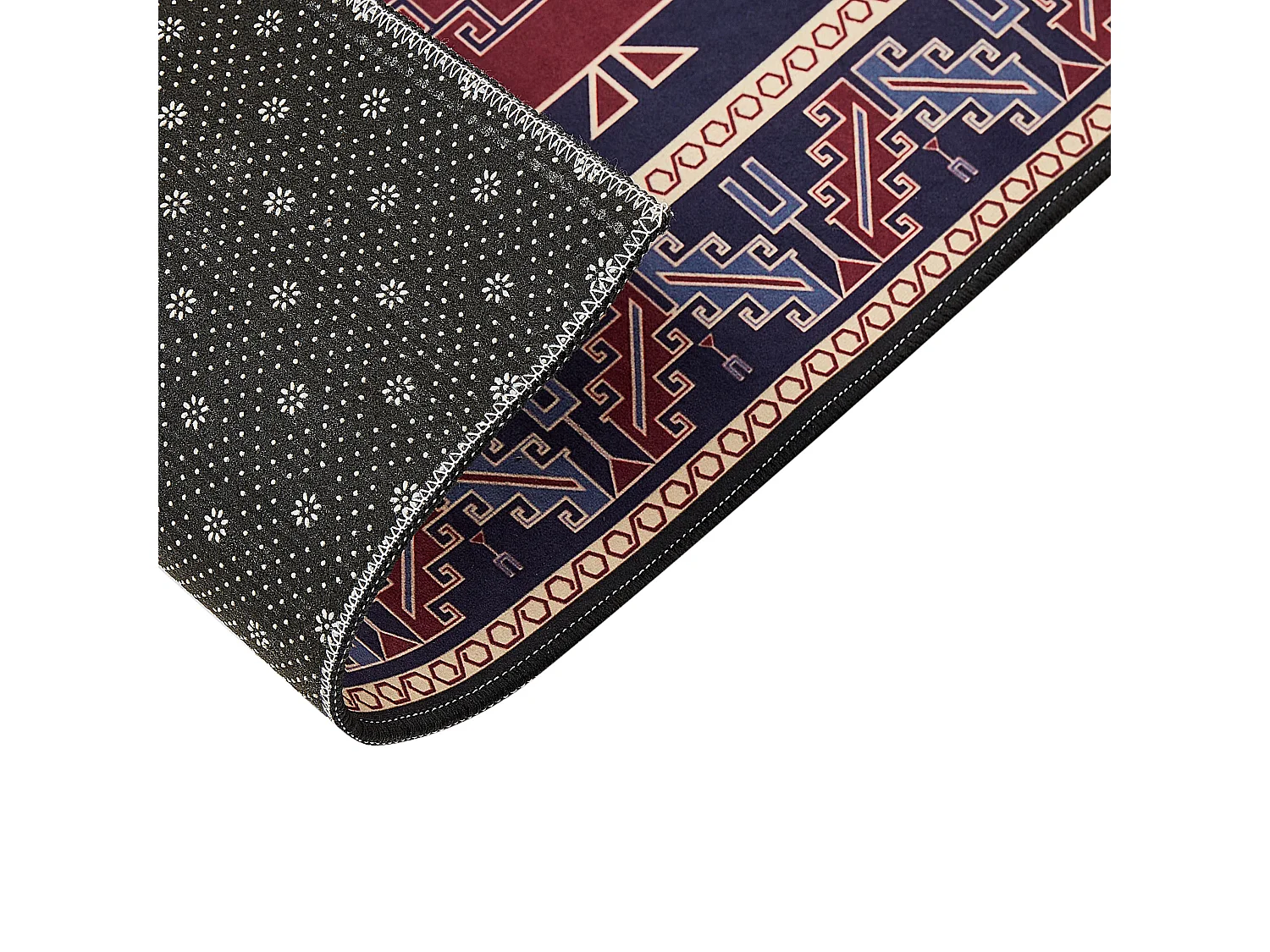 Teppich dunkelblau / dunkelrot 80 x 240 cm orientalisches Muster Kurzflor KANGAL