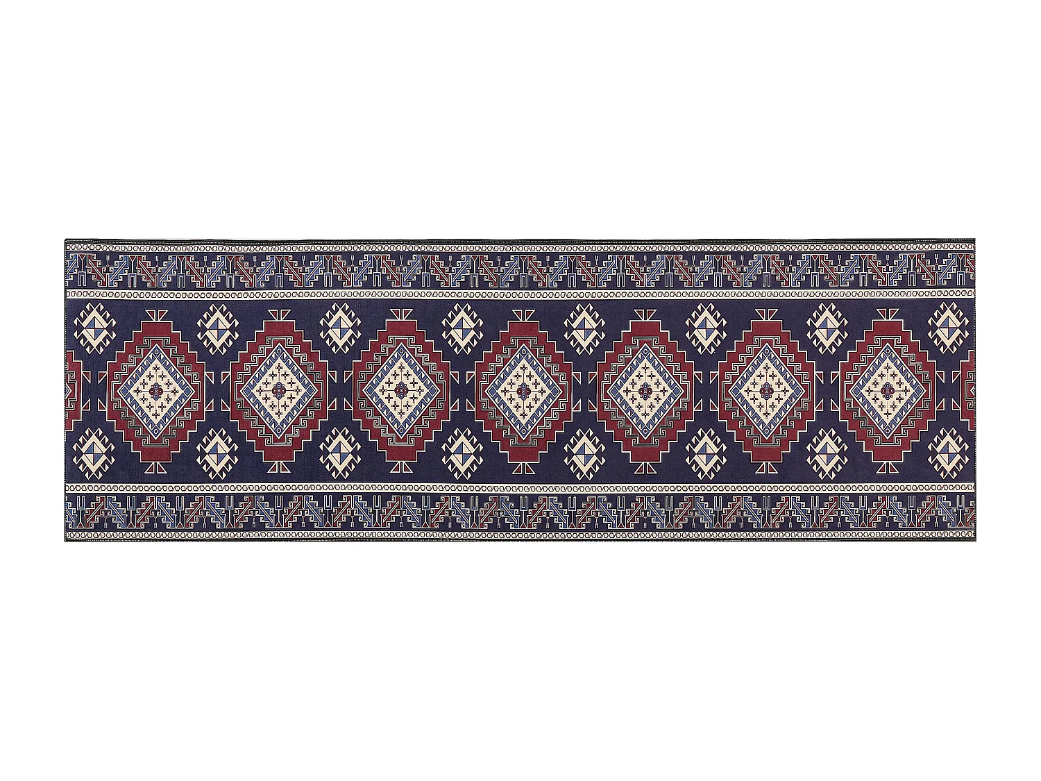 Vloerkleed polyester blauw/rood 80 x 240 cm KANGAL