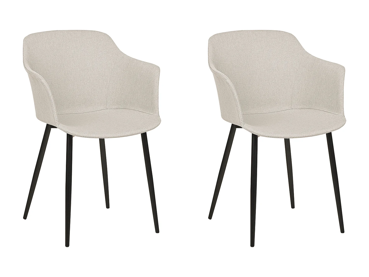 Esszimmerstuhl 2er Set Stoffbezug beige Metallbeine schwarz Retro-Stil Elim