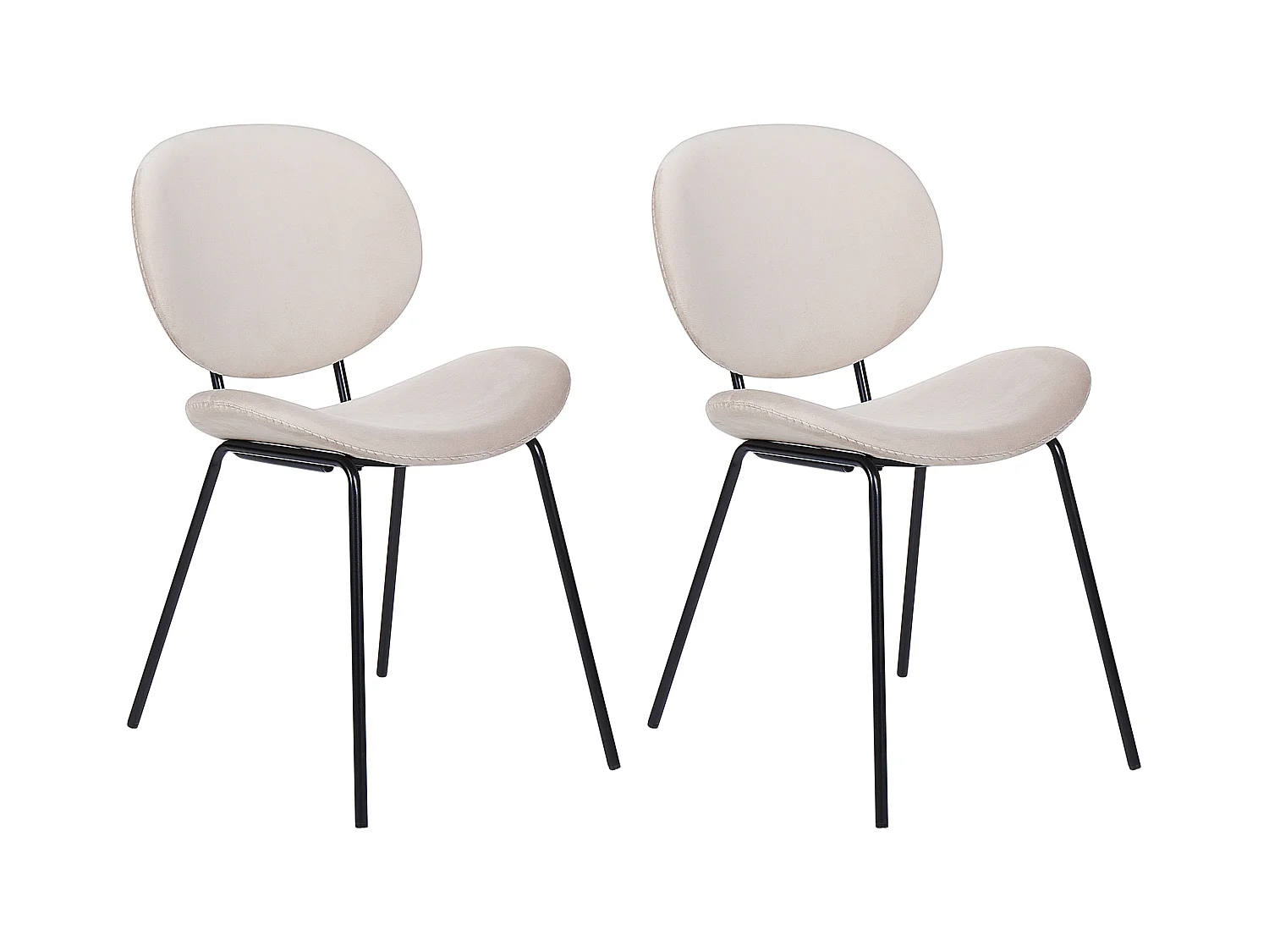 Set van 2 eetkamerstoelen LUANA Fluweel Lichtbeige