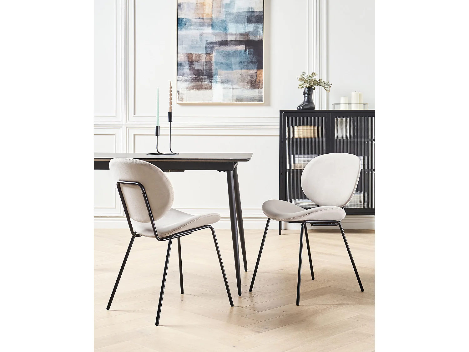 Lot de 2 chaises de salle à manger LUANA Velours Beige clair