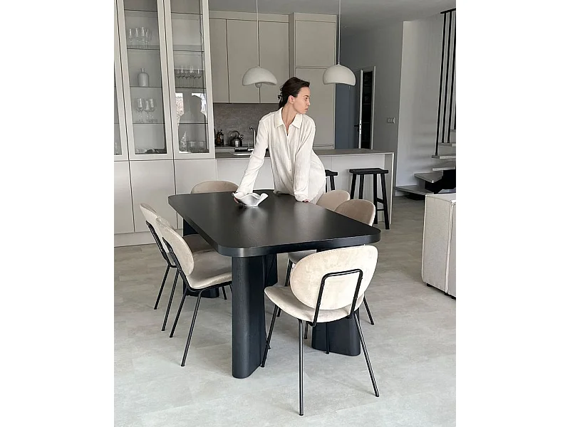 Lot de 2 chaises de salle à manger LUANA Velours Beige clair