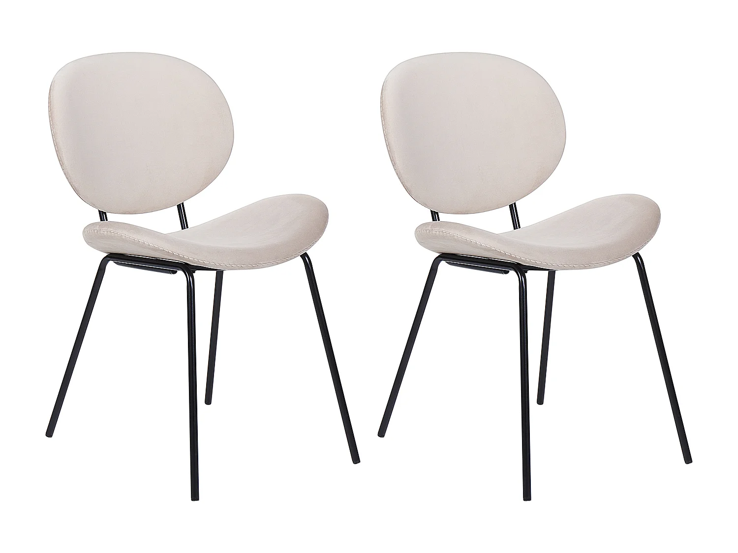 Set van 2 eetkamerstoelen LUANA Fluweel Lichtbeige