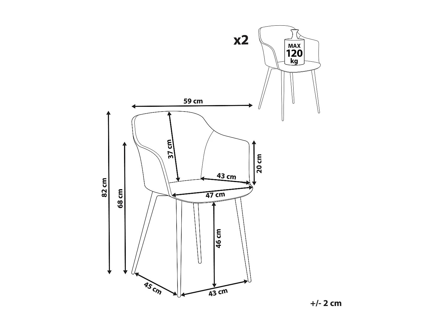 Lot de 2 chaises de salle à manger ELIM Vert menthe