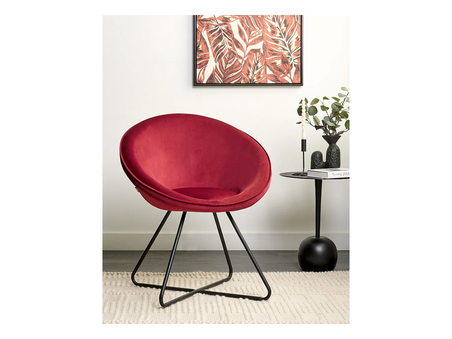 Chaise de salle à manger FLOBY II Velours Rouge