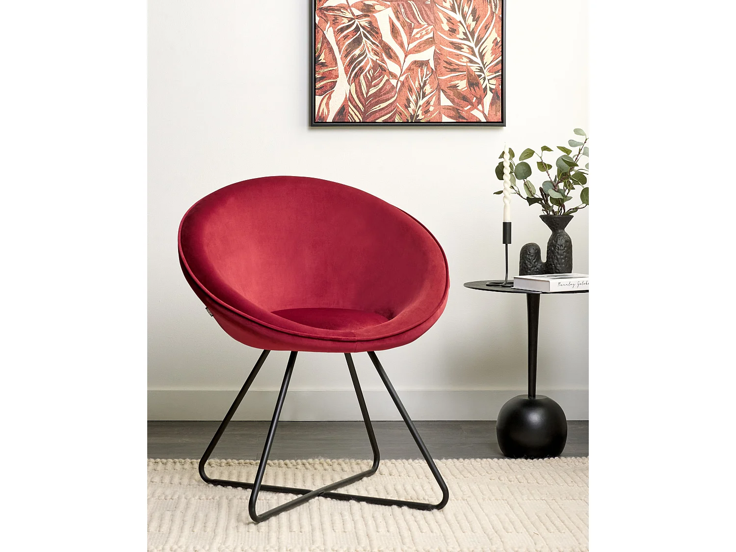 Chaise de salle à manger FLOBY II Velours Rouge