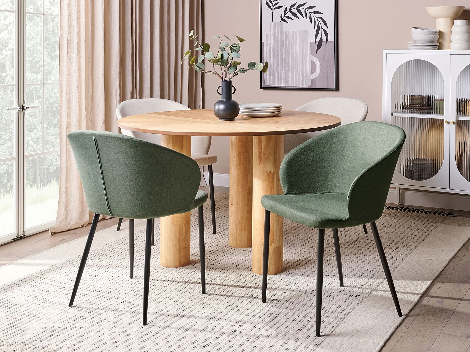 Lot de 2 chaises de salle à manger MASON Vert foncé