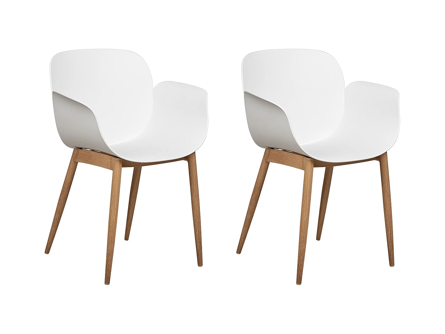 Esszimmerstühle 2er Set aus Kunststoff weiß / heller Holzfarbton modern Abilene