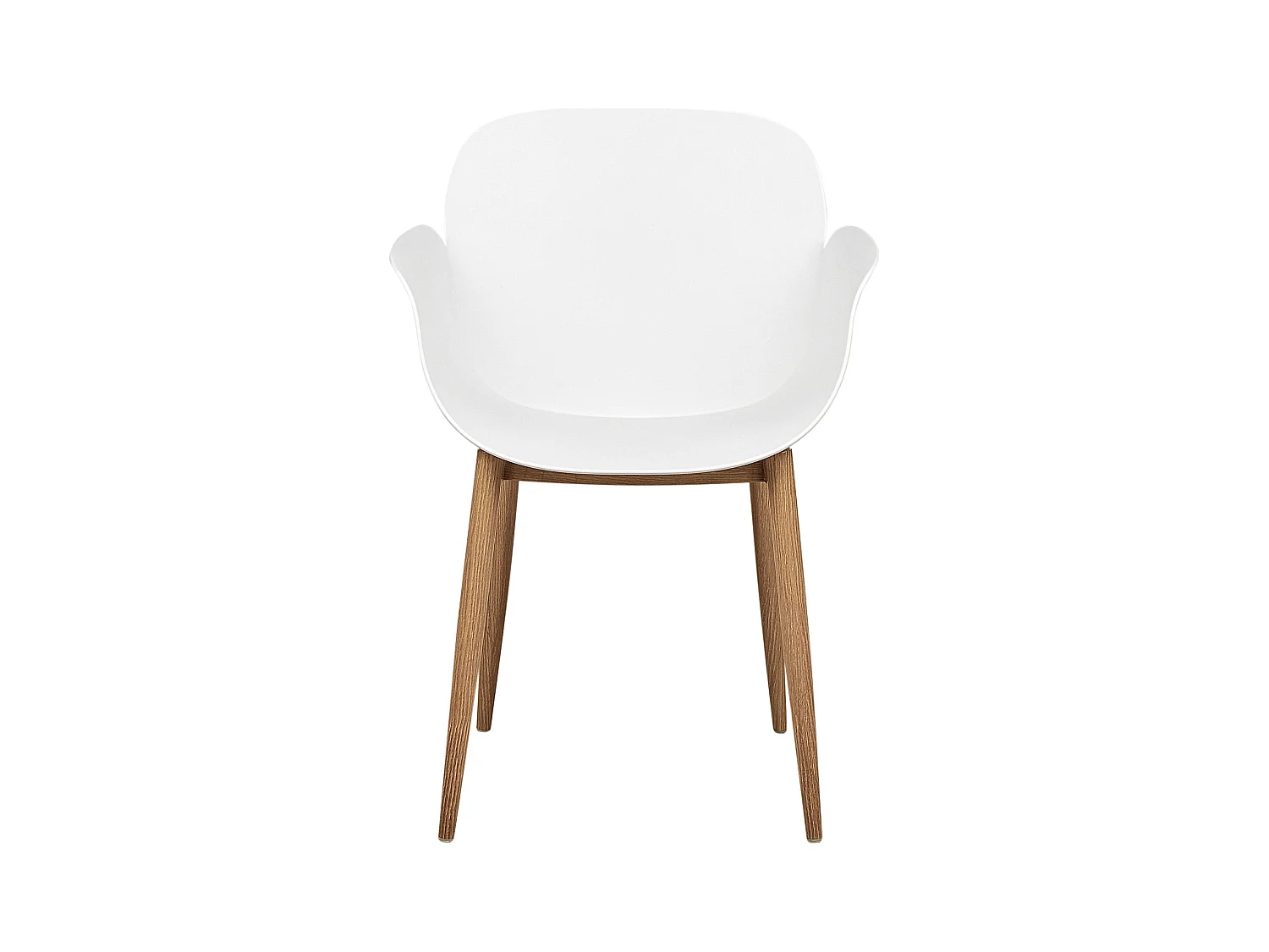 Esszimmerstühle 2er Set aus Kunststoff weiß / heller Holzfarbton modern Abilene