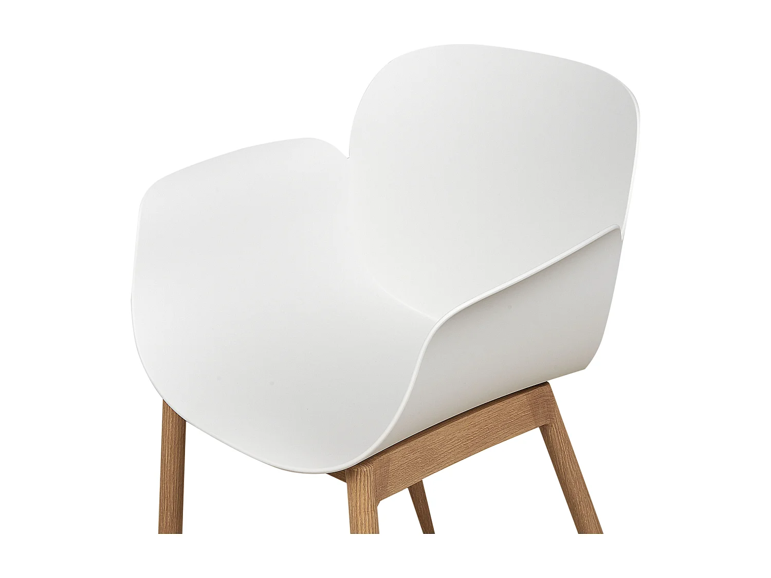 Esszimmerstühle 2er Set aus Kunststoff weiß / heller Holzfarbton modern Abilene