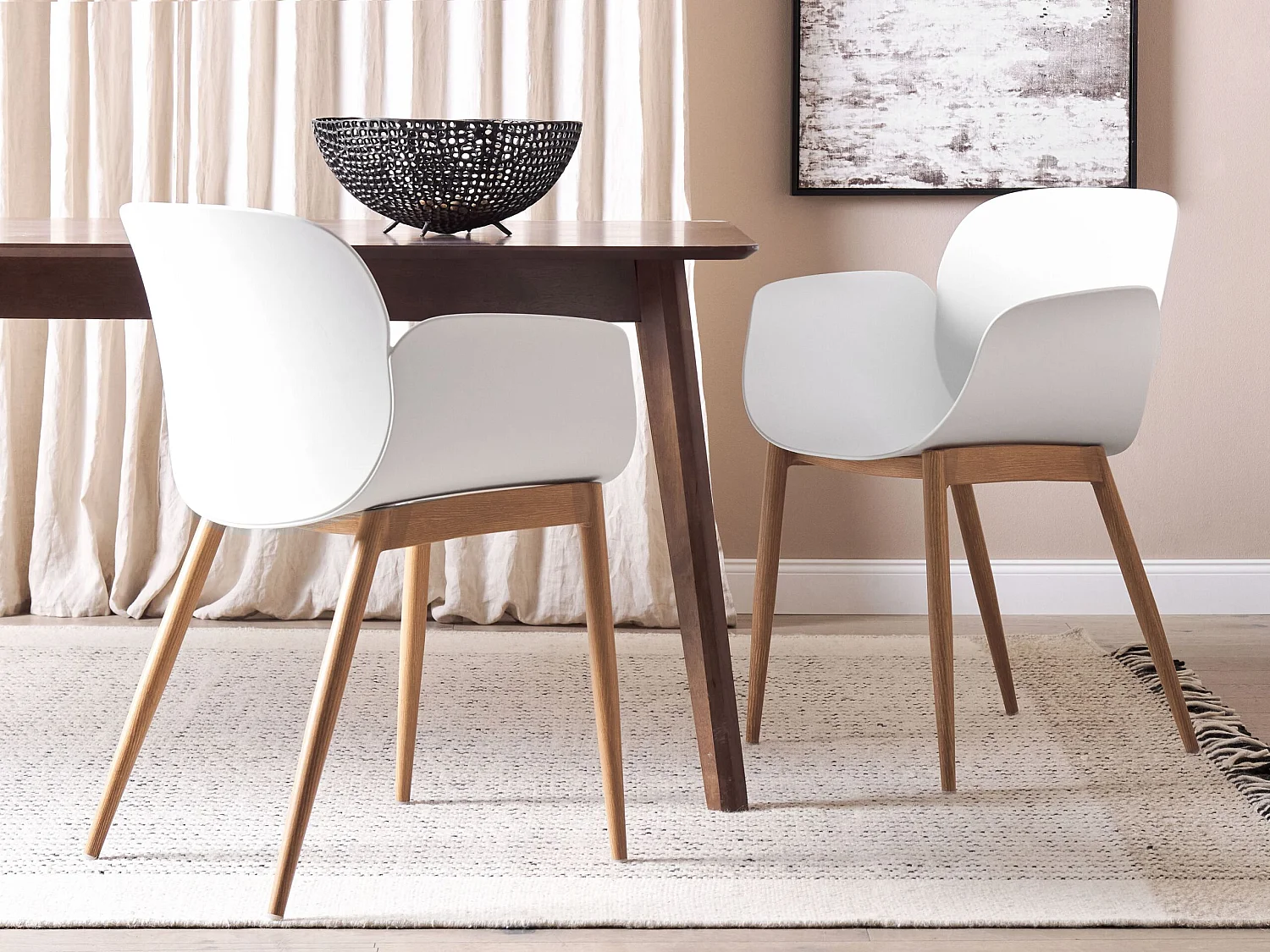 Lot de 2 chaises de salle à manger ABILENE Blanc