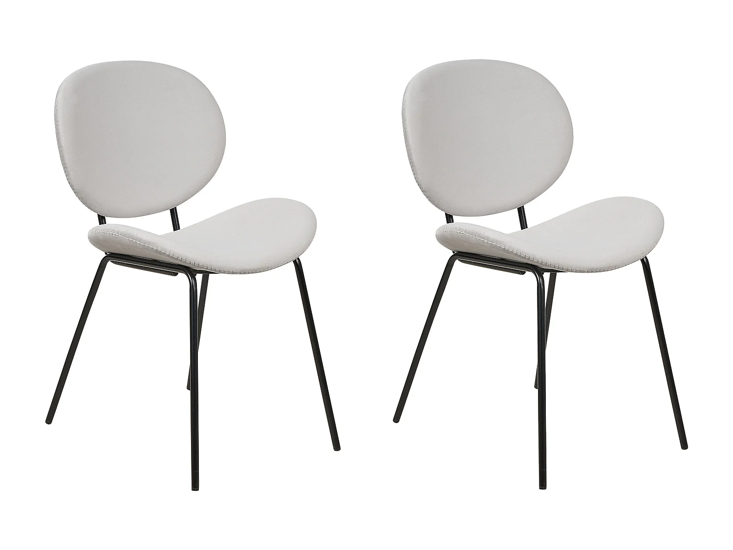 Lot de 2 chaises de salle à manger LUANA Velours Gris clair
