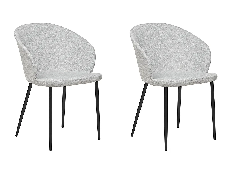 Esszimmerstuhl 2er Set Stoffbezug grau Metallbeine schwarz Retro-Stil Mason