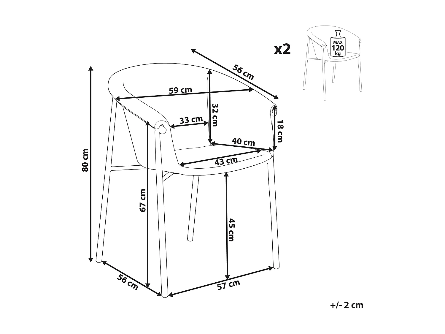 Lot de 2 chaises de salle à manger AMES Vert menthe