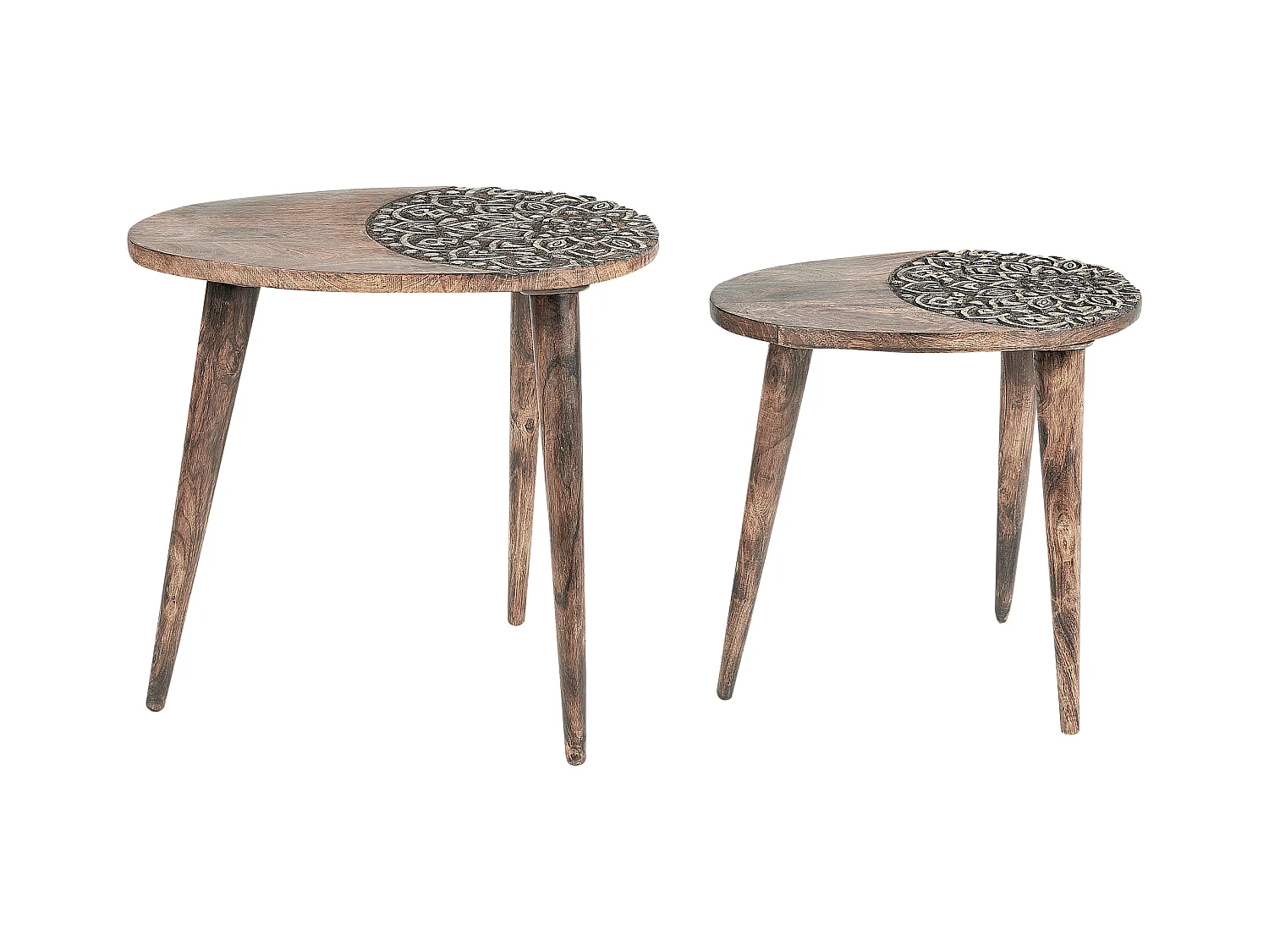 Lot de 2 tables d'appoint KHETUA Bois de manguier Marron