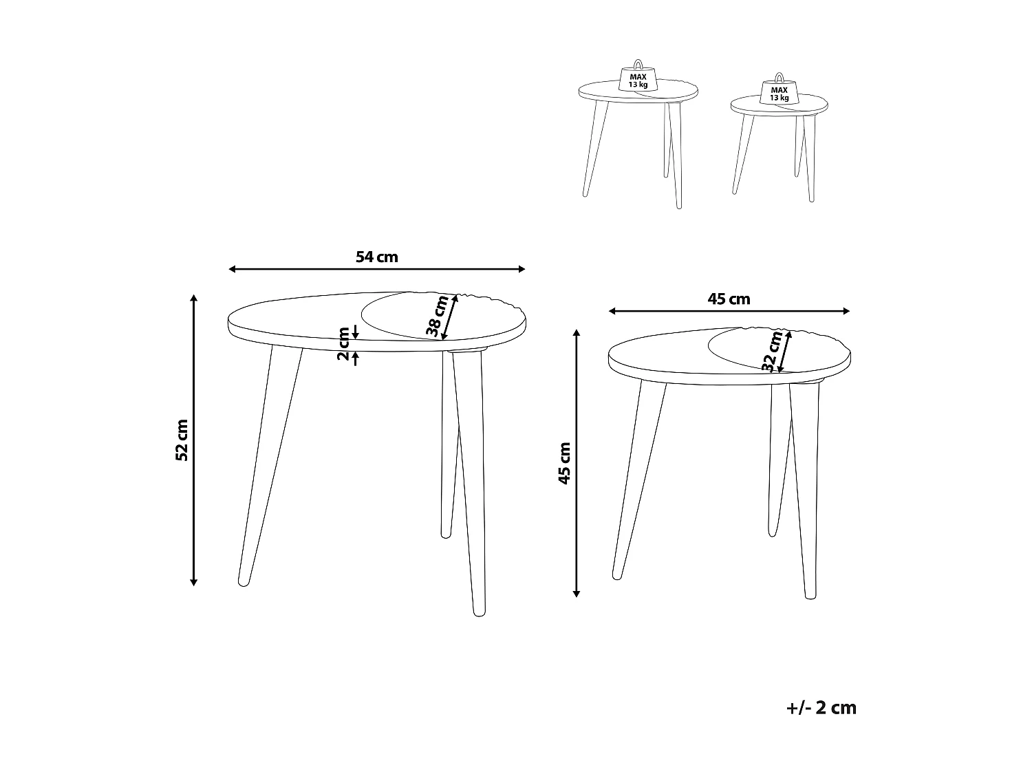 Zestaw 2 stolików pomocniczych KHETUA Drewno mango Brązowy