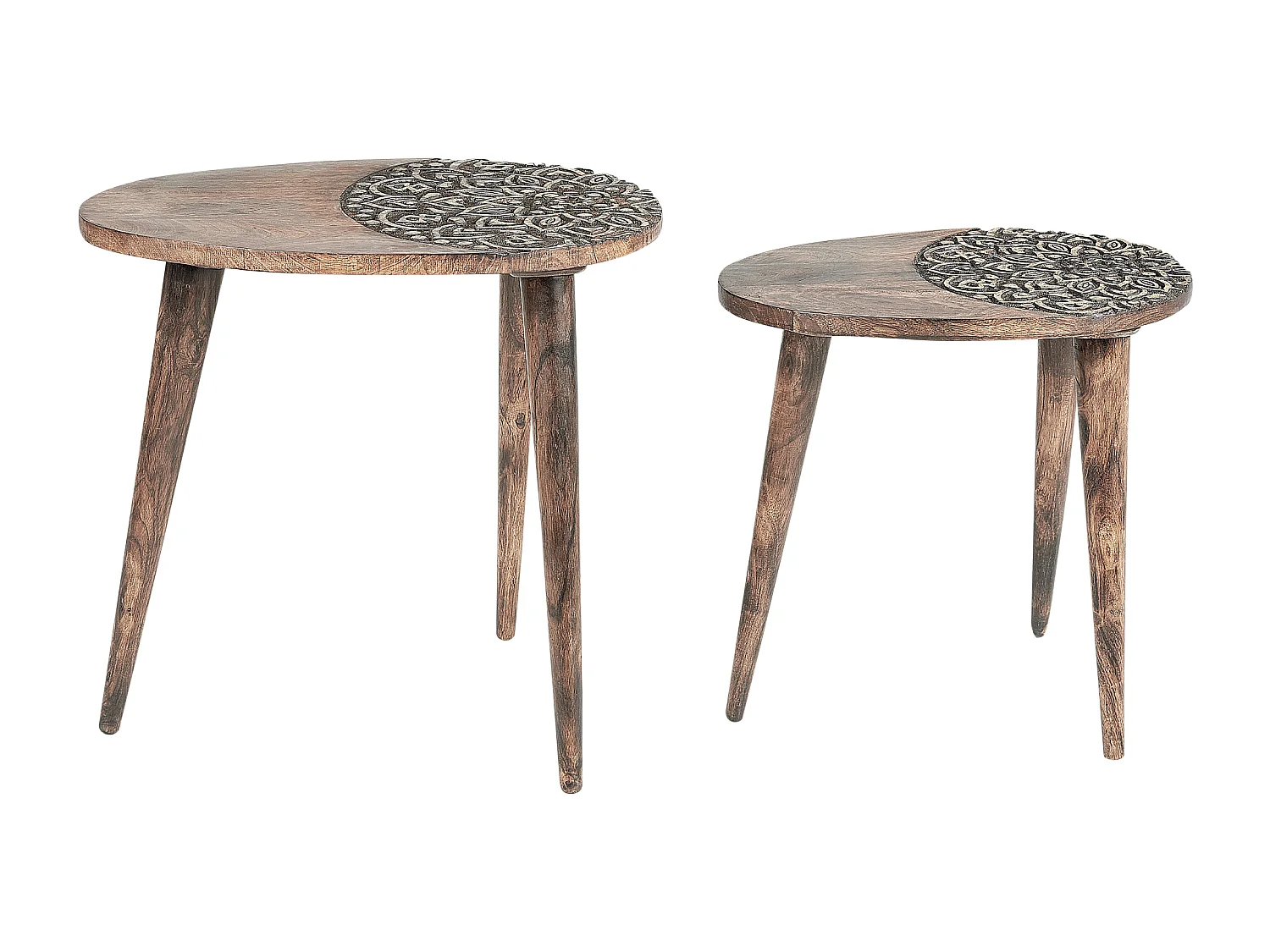 Lot de 2 tables d'appoint KHETUA Bois de manguier Marron