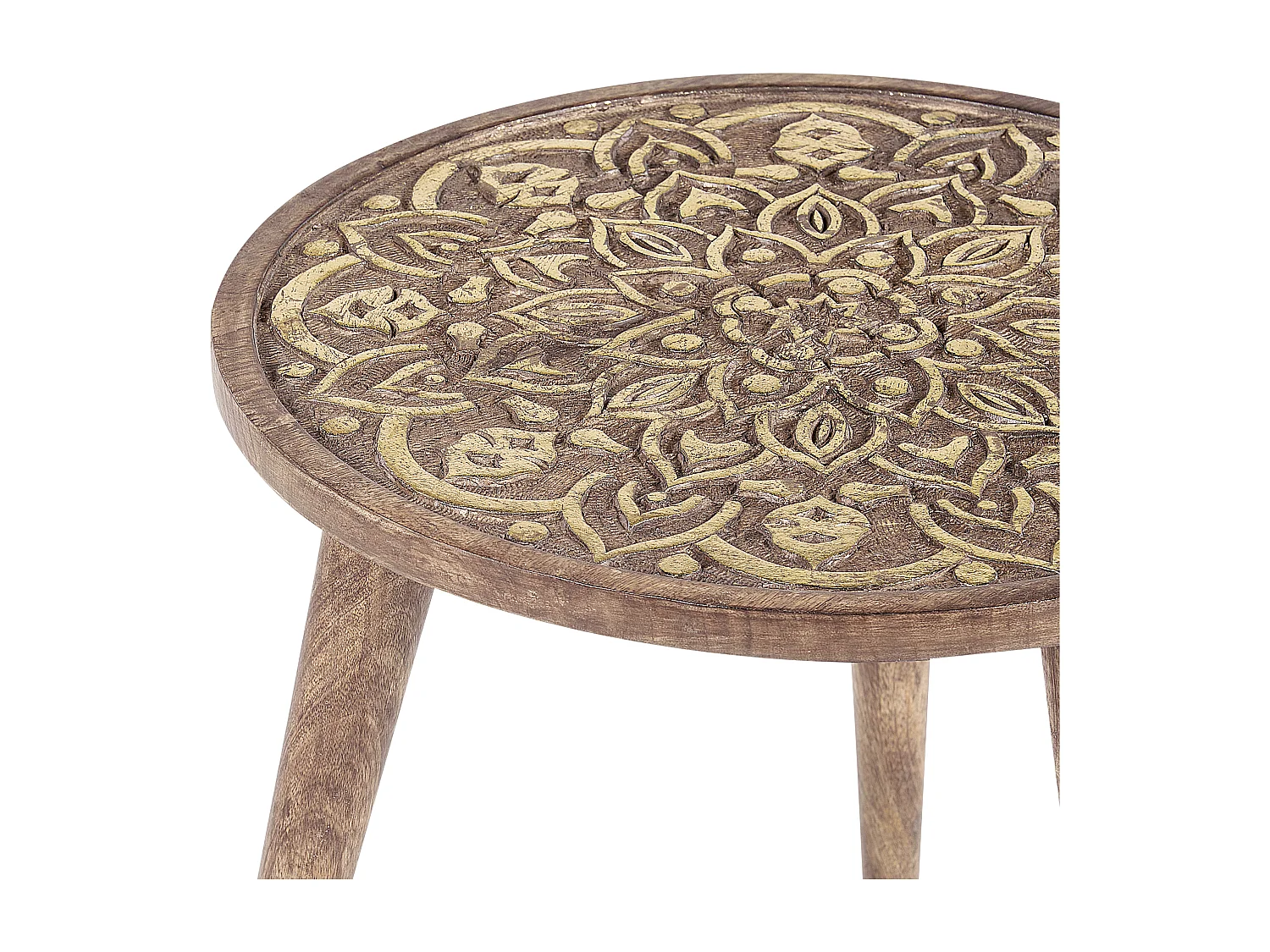 Lot de 2 tables d'appoint RANJA Bois de manguier Marron foncé