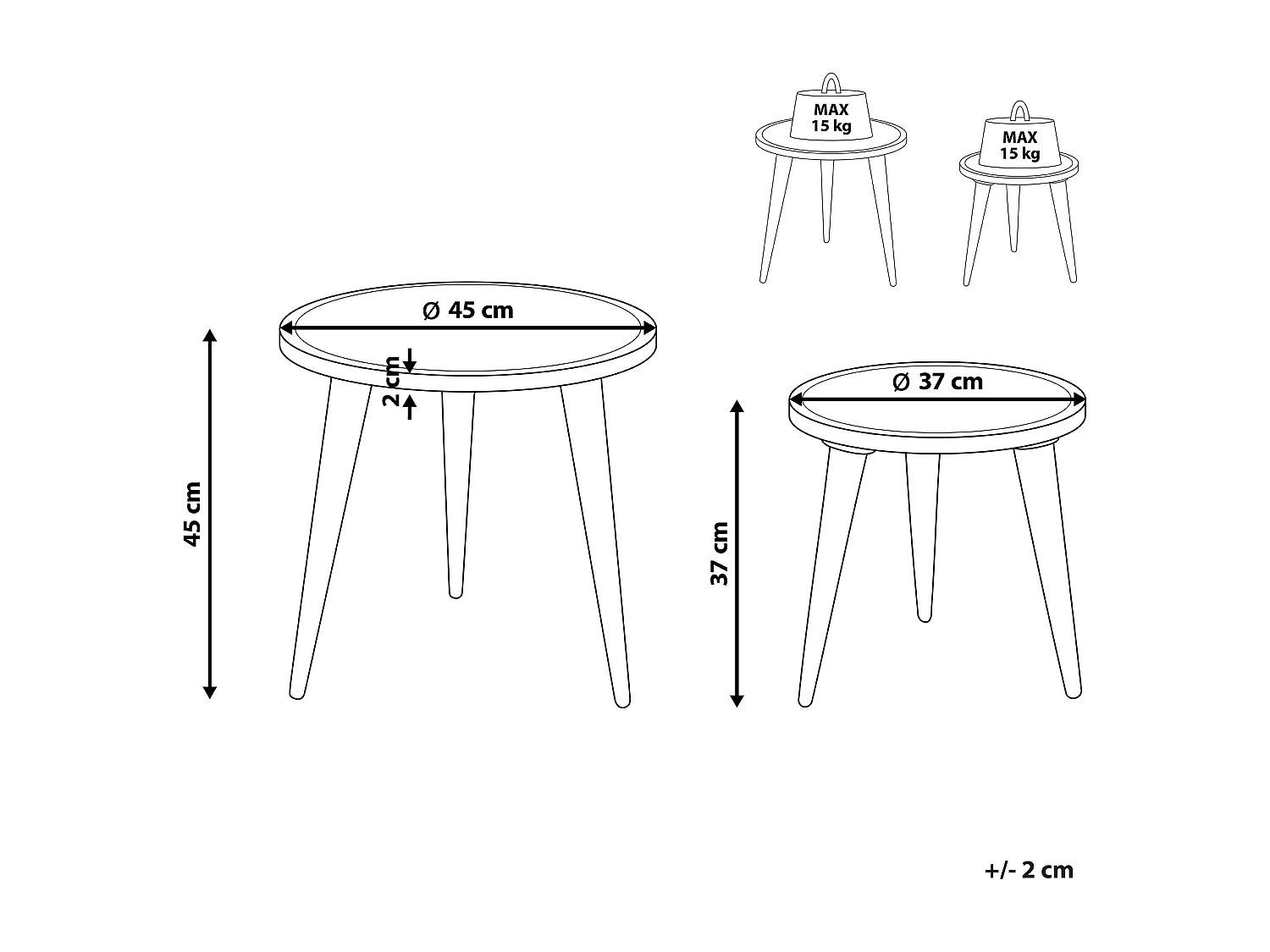Lot de 2 tables d'appoint RANJA Bois de manguier Marron foncé