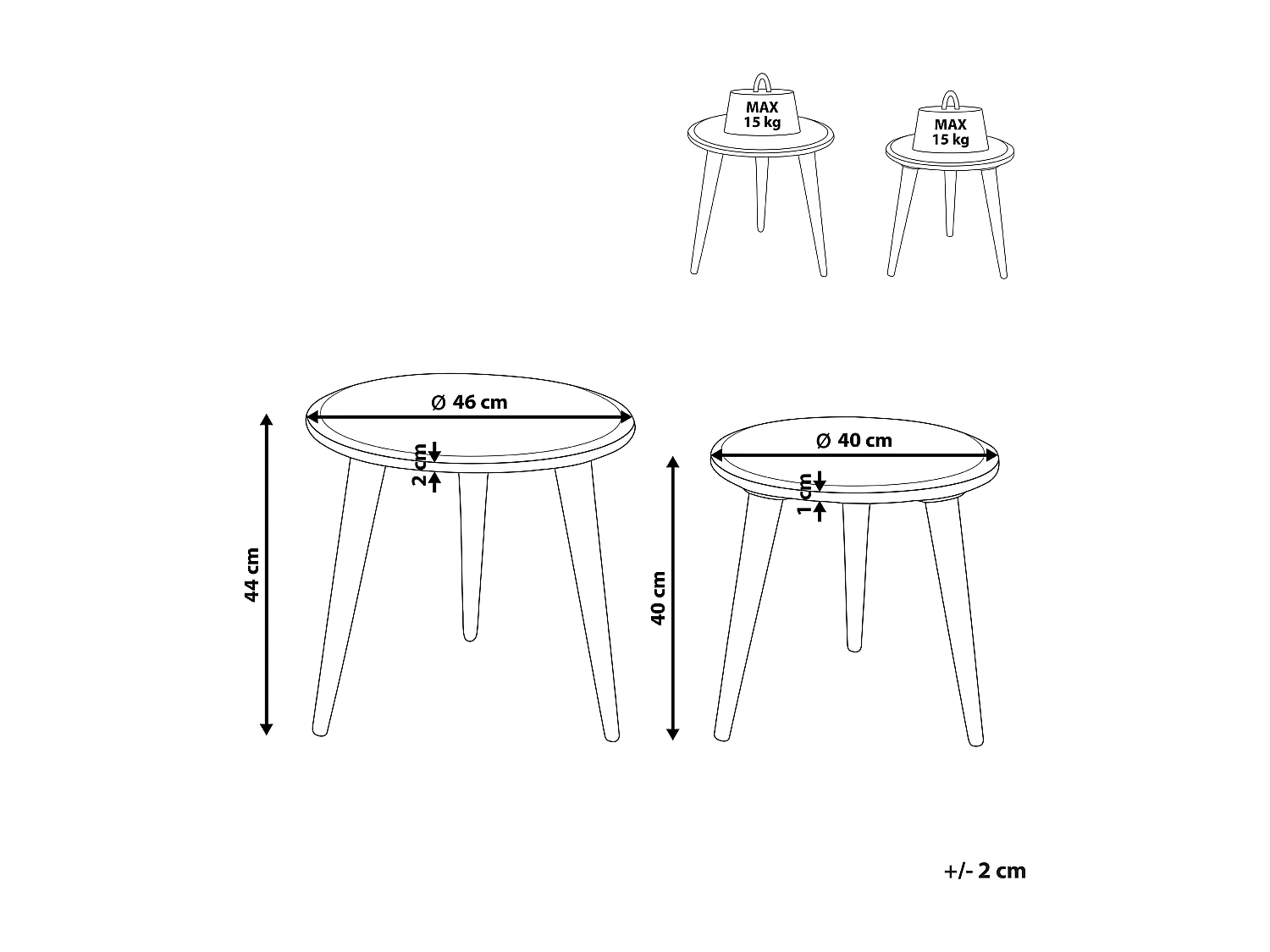 Lot de 2 tables d'appoint SHARMA Bois de manguier Marron/noir
