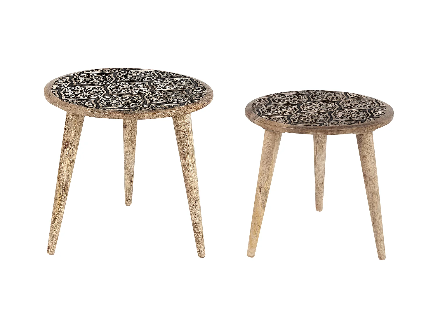 Lot de 2 tables d'appoint SHARMA Bois de manguier Marron/noir