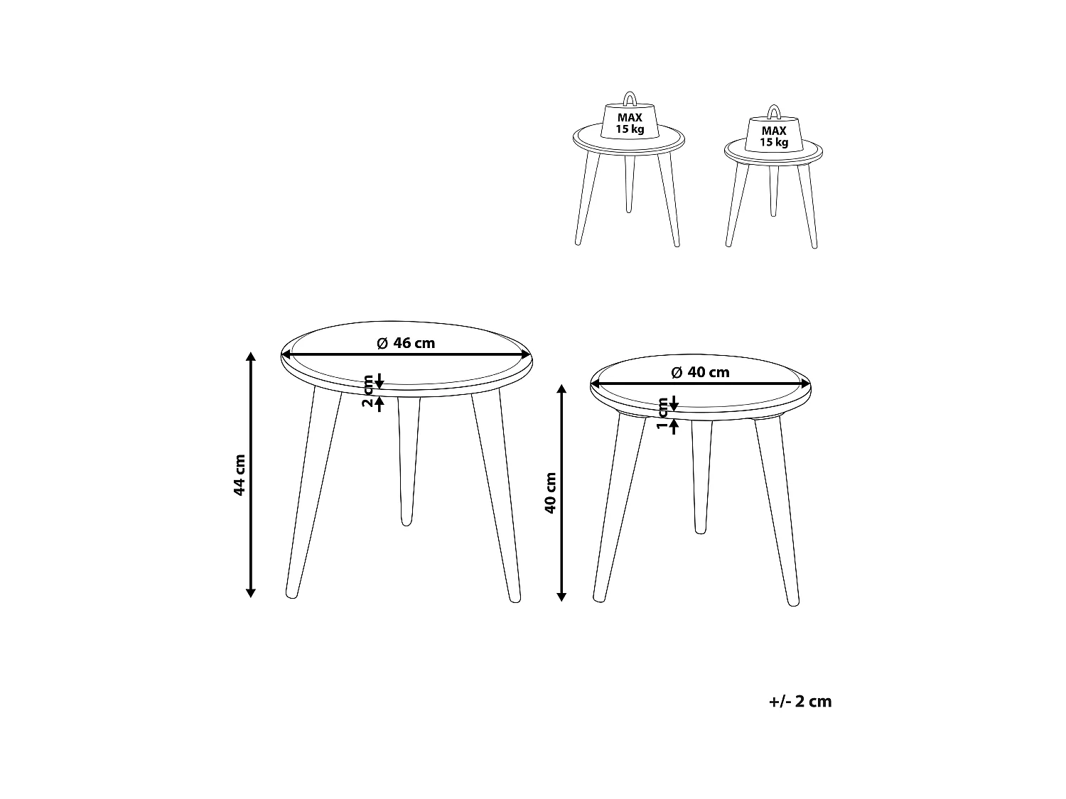 Set van 2 bijzettafels SHARMA Mangohout Bruin/zwart