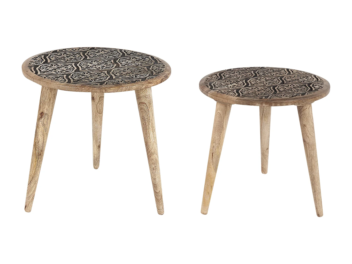 Conjunto de 2 mesas auxiliares SHARMA Madera de mango Marrón/Negro