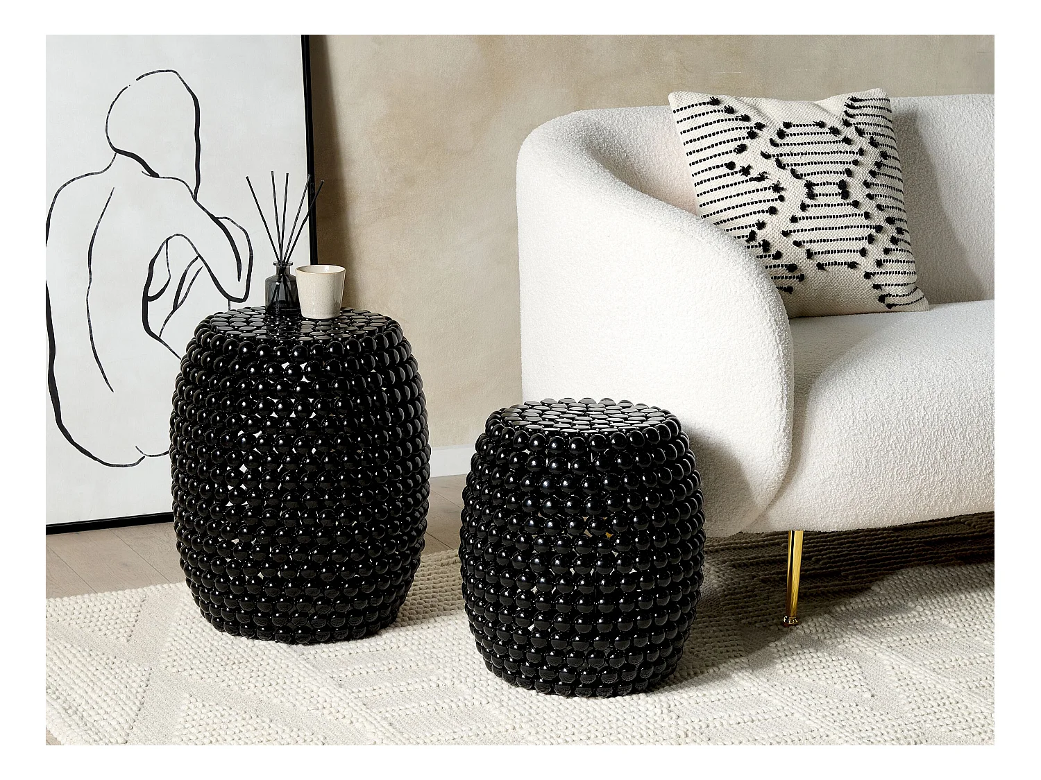 Conjunto de 2 mesas de apoio UHANA Preto