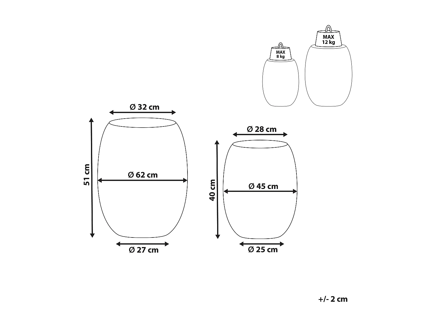 Lot de 2 tables d'appoint UHANA Noir