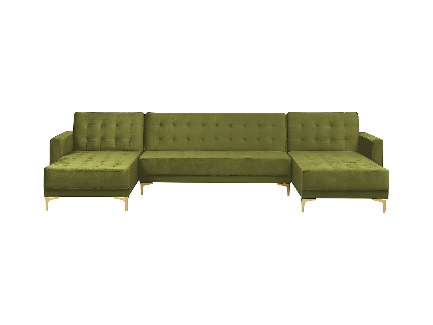 Modulaire U-vormige slaapbank ABERDEEN Fluweel Groen 5-zitter