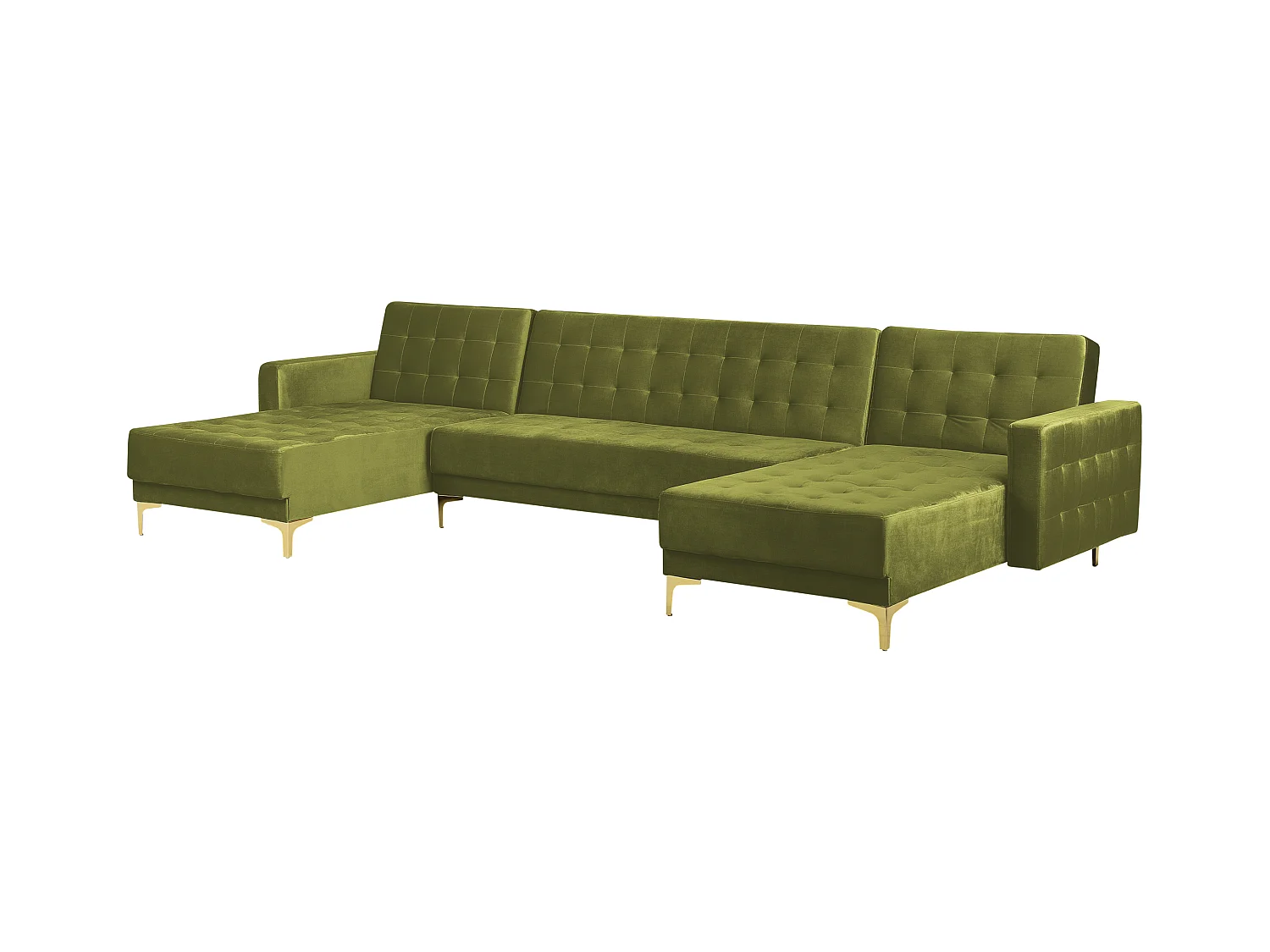 Canapé-lit modulable en forme de U 5 places ABERDEEN Velours Vert