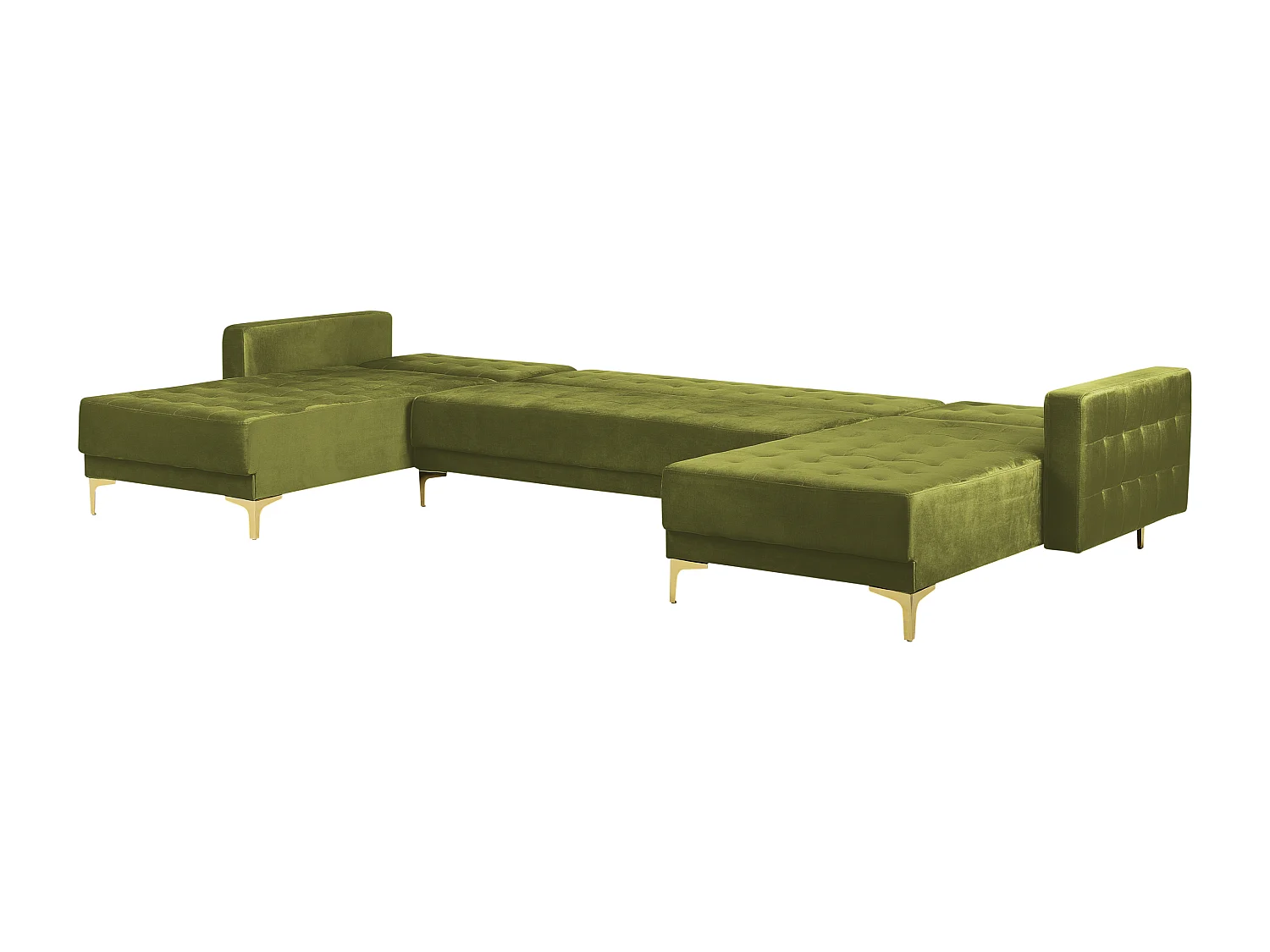 Sofá cama modular en U ABERDEEN Terciopelo Verde con otomana 5 plazas