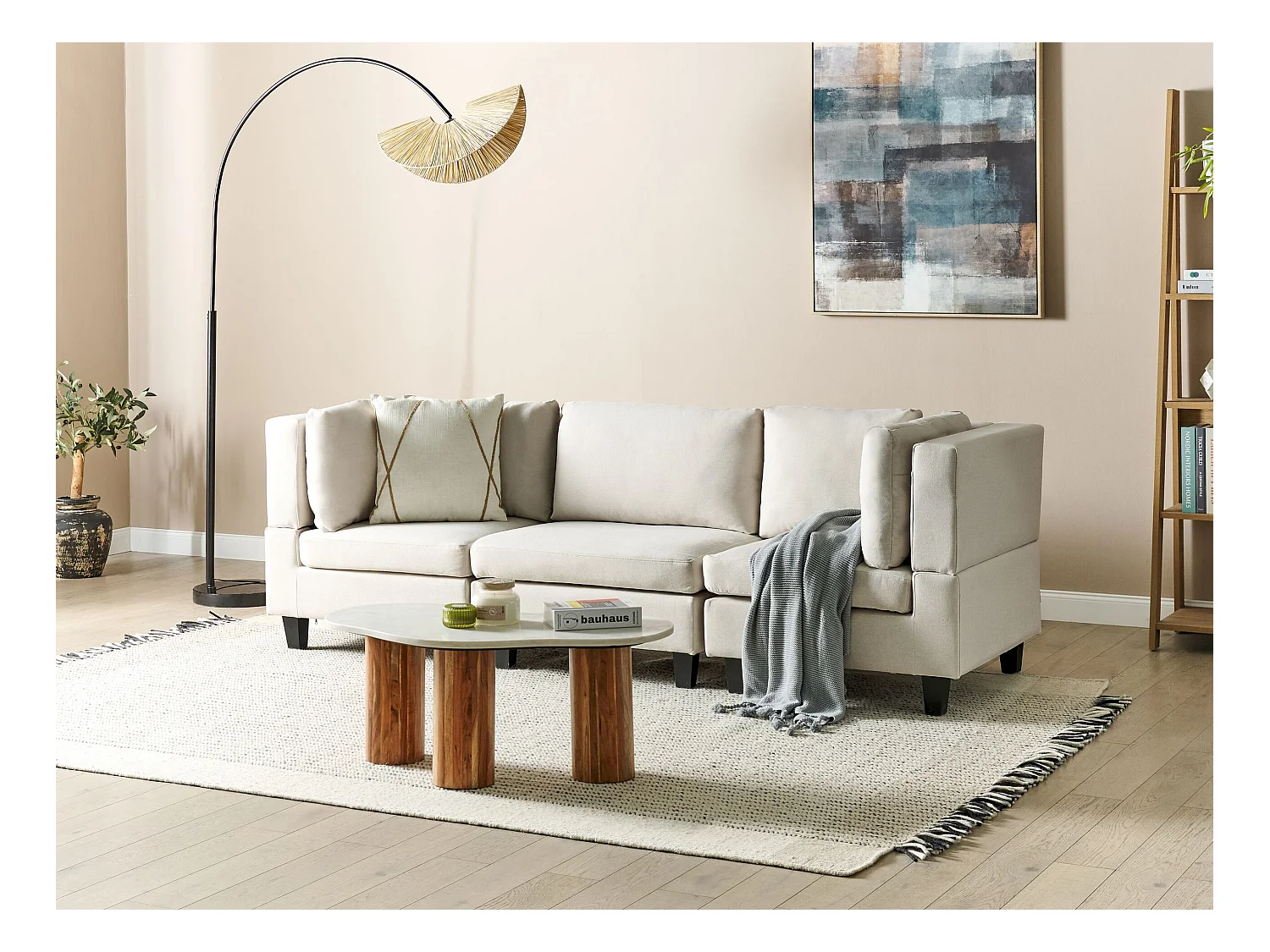 Canapé modulable 3 places UNSTAD Tissu Beige clair