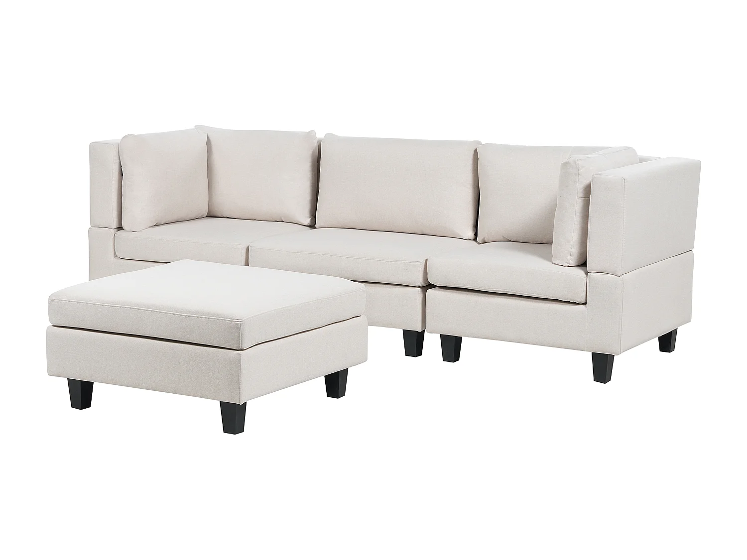 Modulsofa UNSTAD Stoff Hellbeige mit Ottomane 3-Sitzer