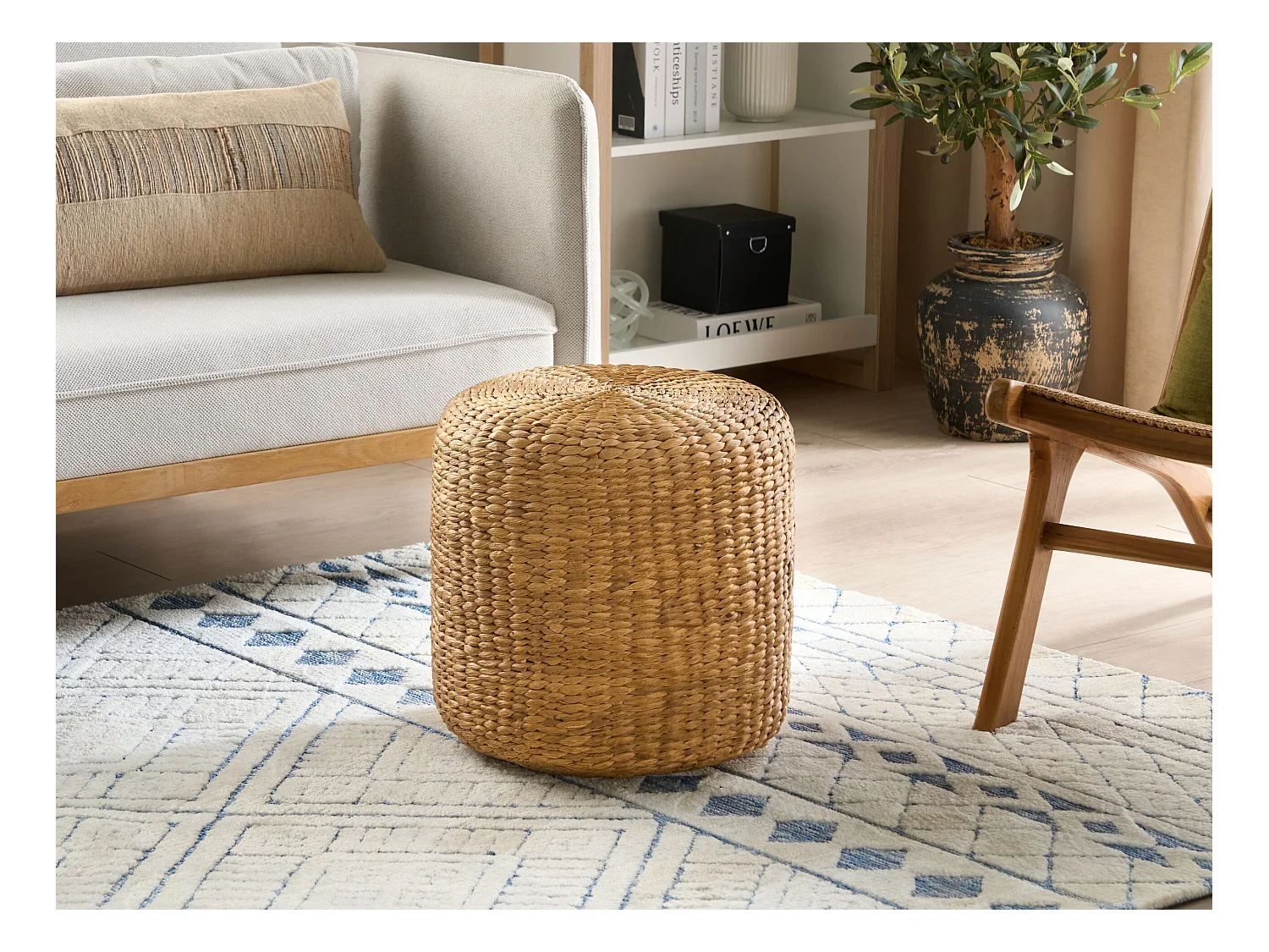 Pouf BICHIR Fibre de jacinthe d'eau Beige
