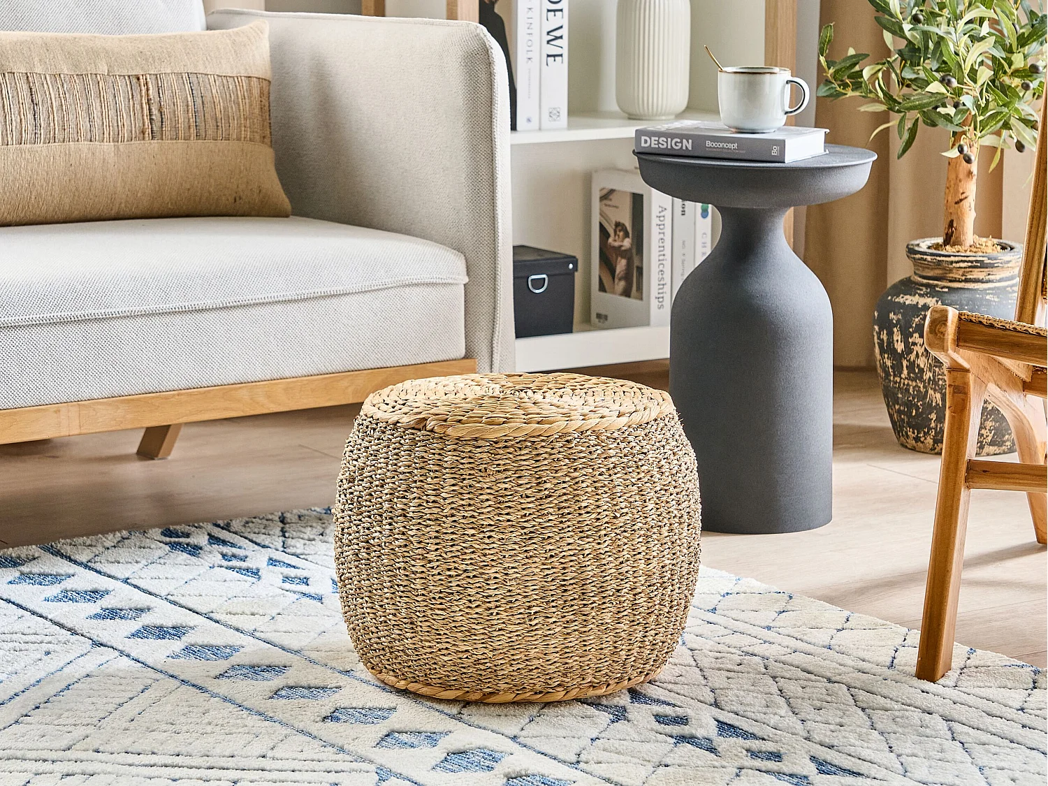 Pouf HAIPHONG Herbier marin Beige